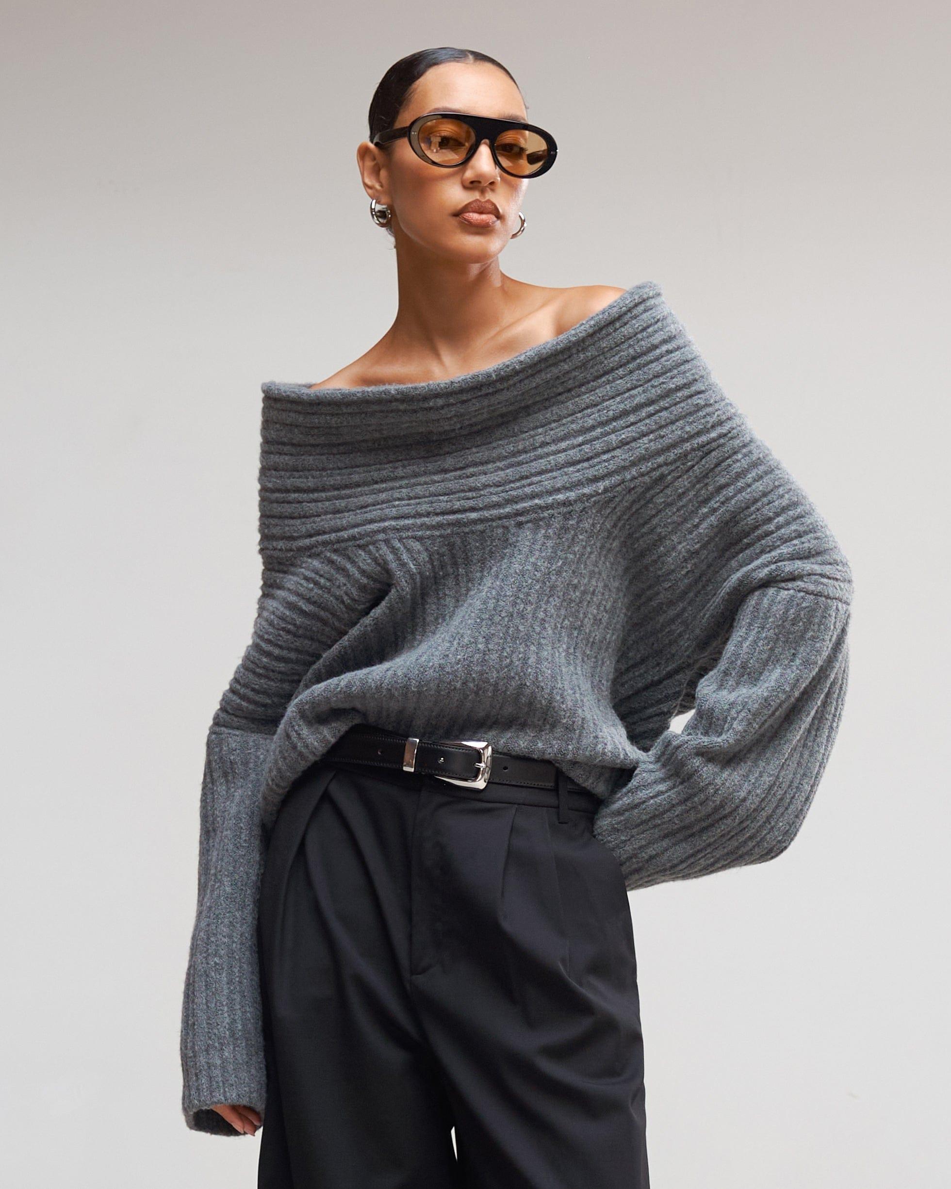 Jamie Chunky Asymmetric-Neck Sweater Product Image
