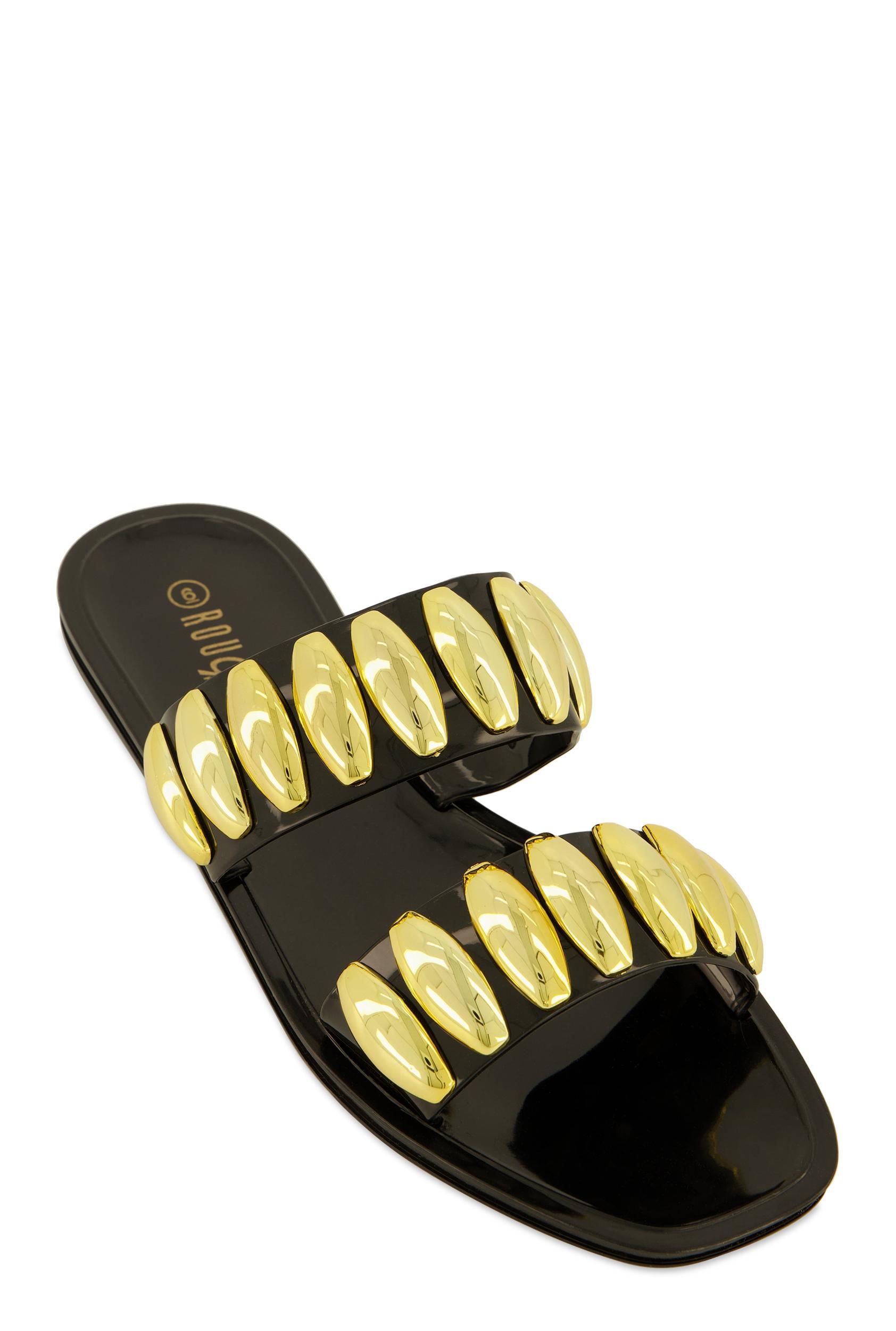 Womens Studded Double Band Jelly Sandals Product Image