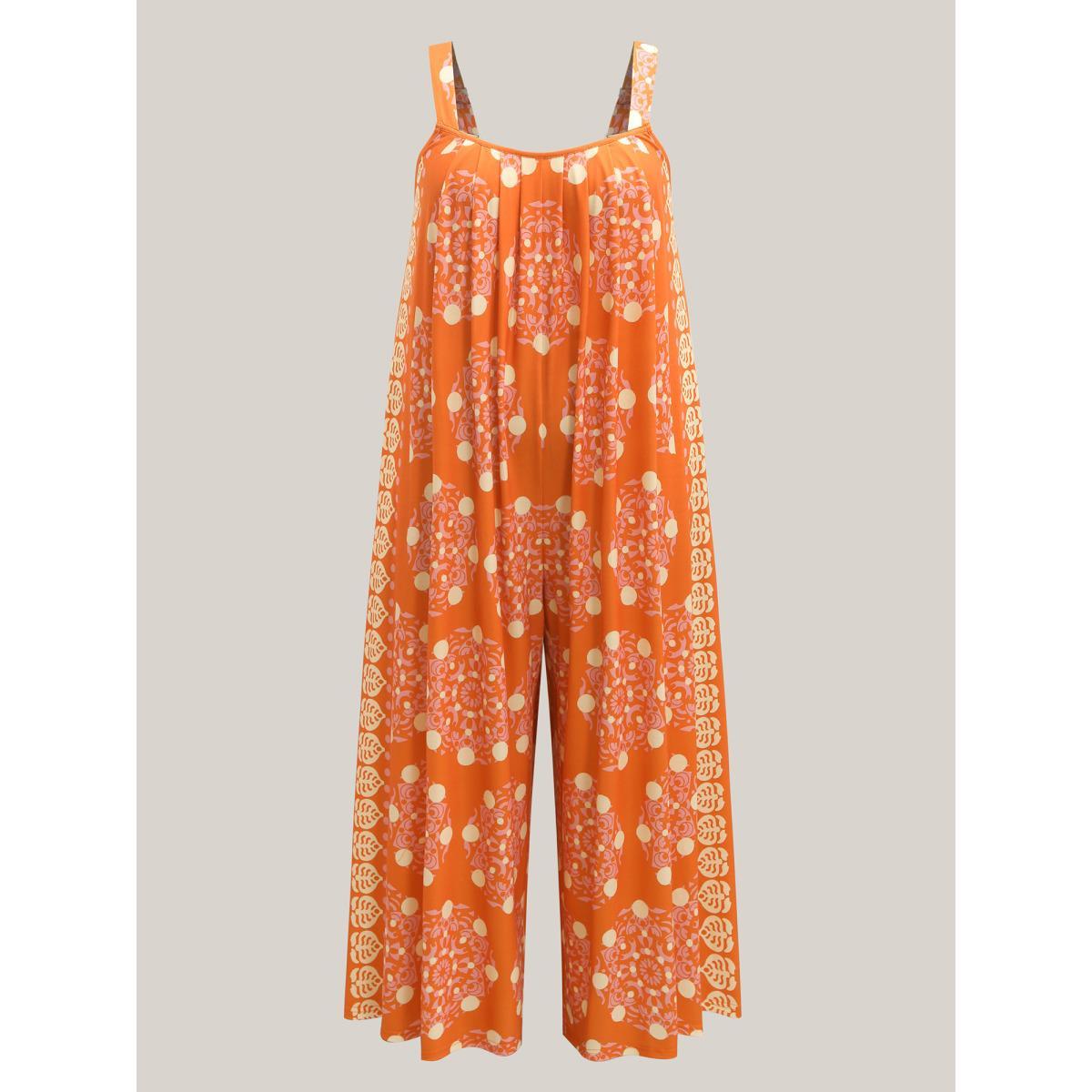 Plus Size OrangeRed Sunkissed Stretchy Adjustable Strap Jumpsuit Women Sleeveless Non Vacation Loose Jumpsuits BloomChic 10/M Product Image