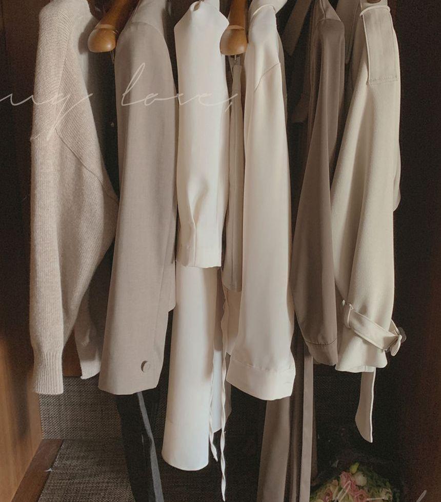 Plain Midi A-Line Shirtdress Product Image
