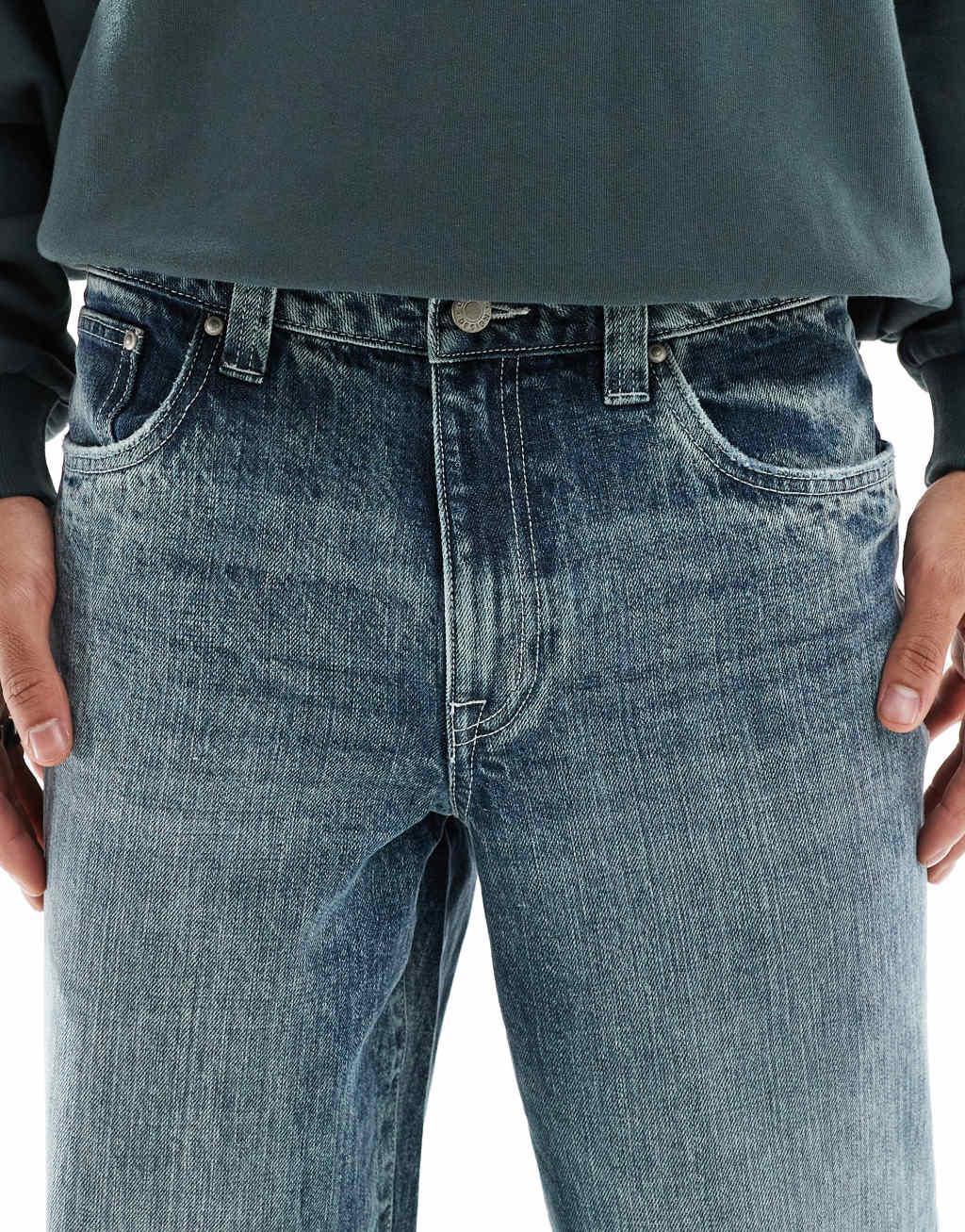 ASOS DESIGN wide flare jeans in gray blue wash Product Image
