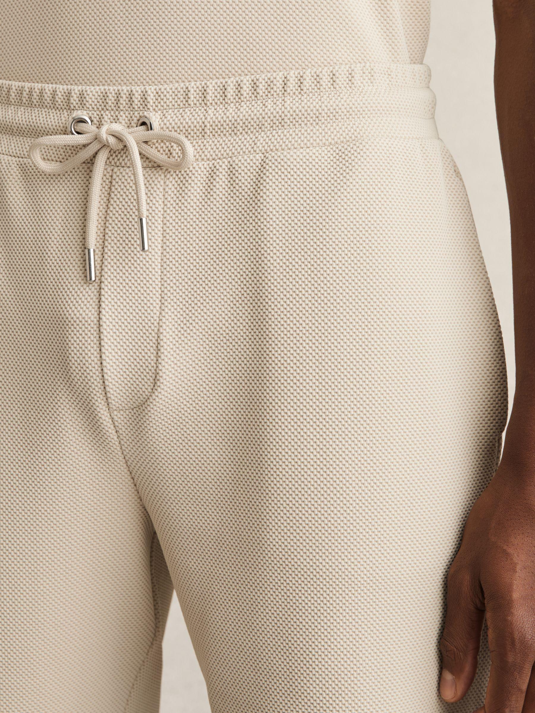 Textured Drawstring Shorts in Stone Product Image