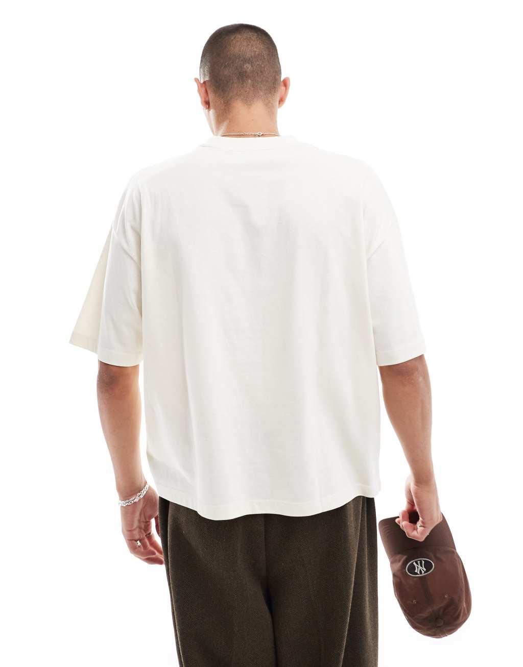 ASOS DESIGN boxy oversized t-shirt with city front print in white Product Image