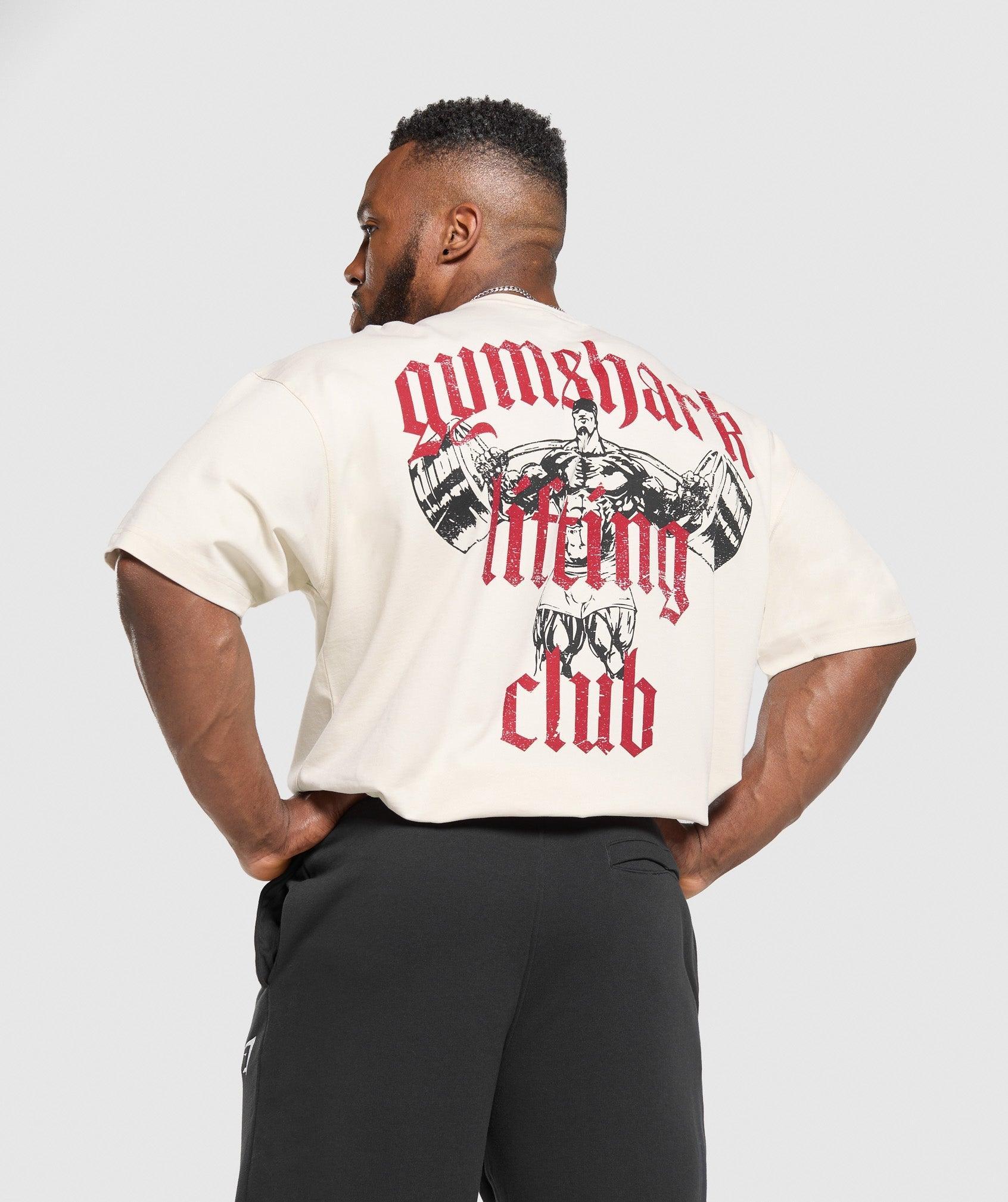 Gymshark Lifting Club T-Shirt - Oat White/Conditioning Red Male Product Image
