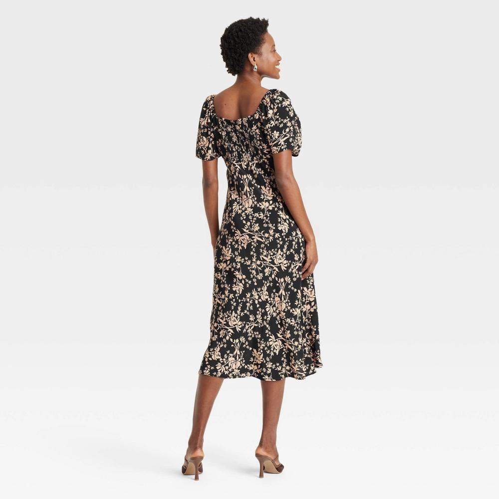 Women's Midi Sundress - A New Day™ Black Floral XL Product Image