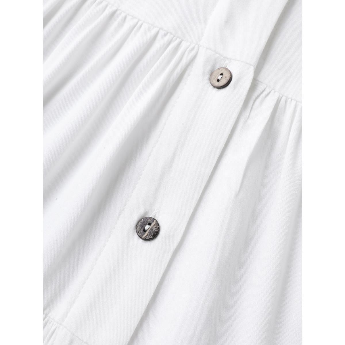 Plus Size Originalwhite Tiered Button Placket Puffy Sleeve Blouse Women Extra Long Sleeve Round Neck Vacation Blouses BloomChic 22-24/3X Product Image