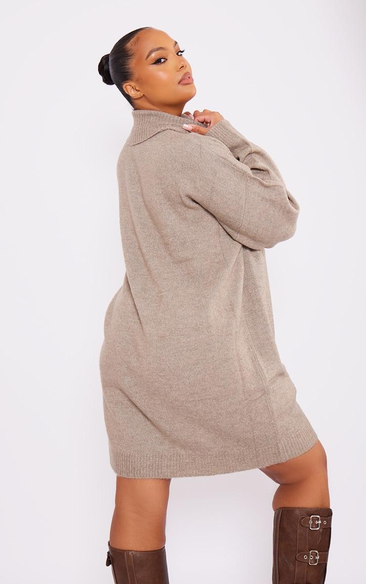 Plus Stone Knitted Slouchy Sweater Dress Product Image