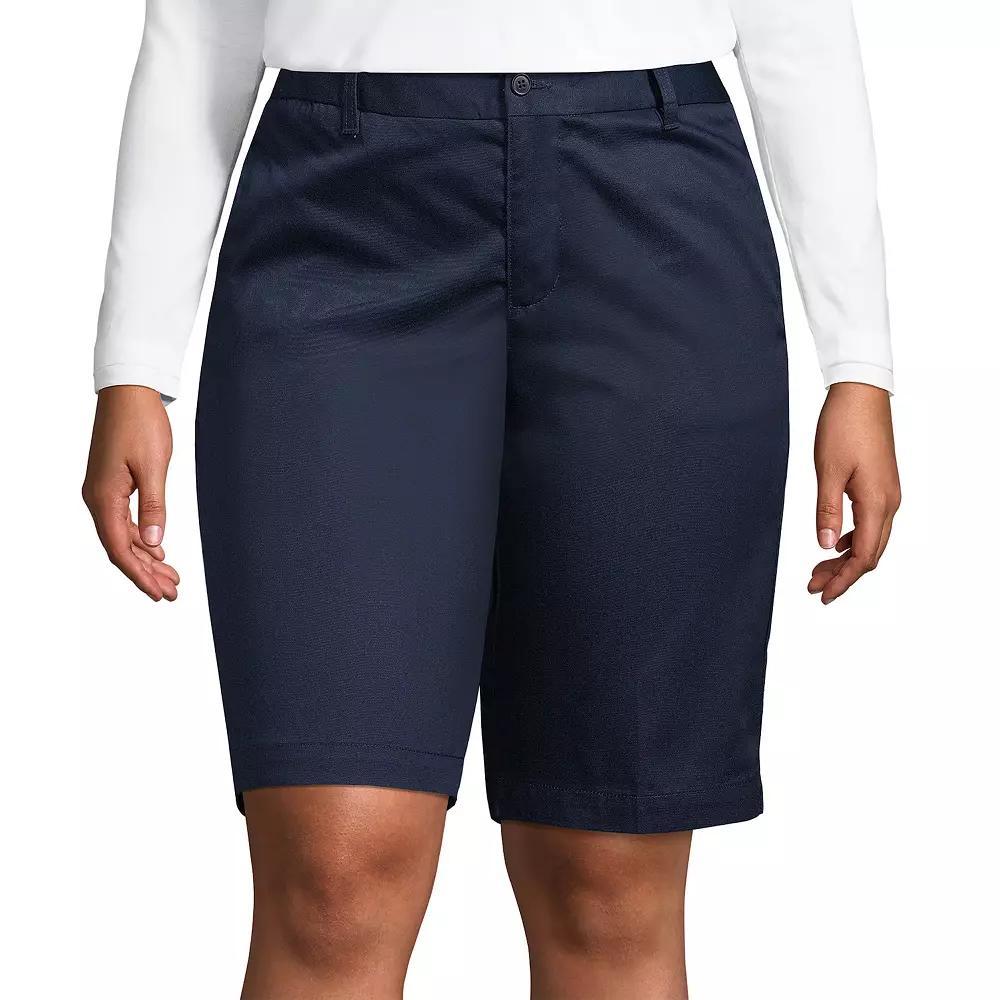 Plus Size Lands' End School Uniform Plain Front Blend Chino Shorts, Women's, Size: 22 W, Black Product Image