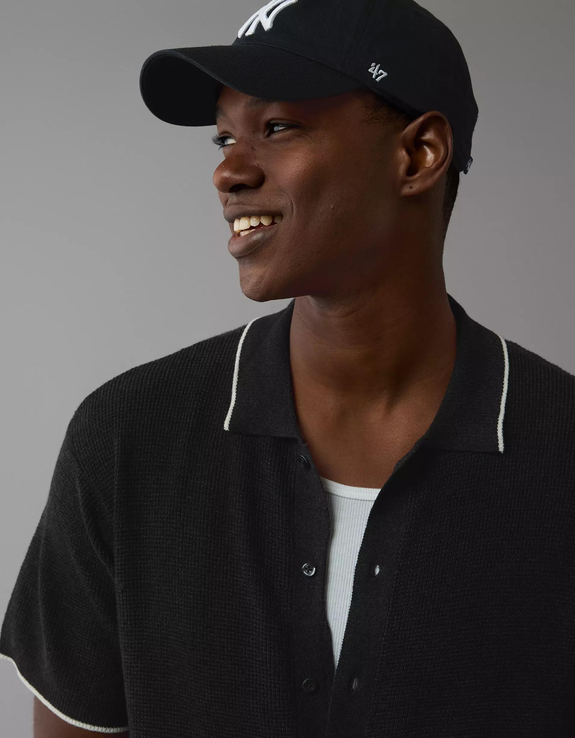 AE Weekend Waffle Button-Up Sweater Polo Shirt Product Image