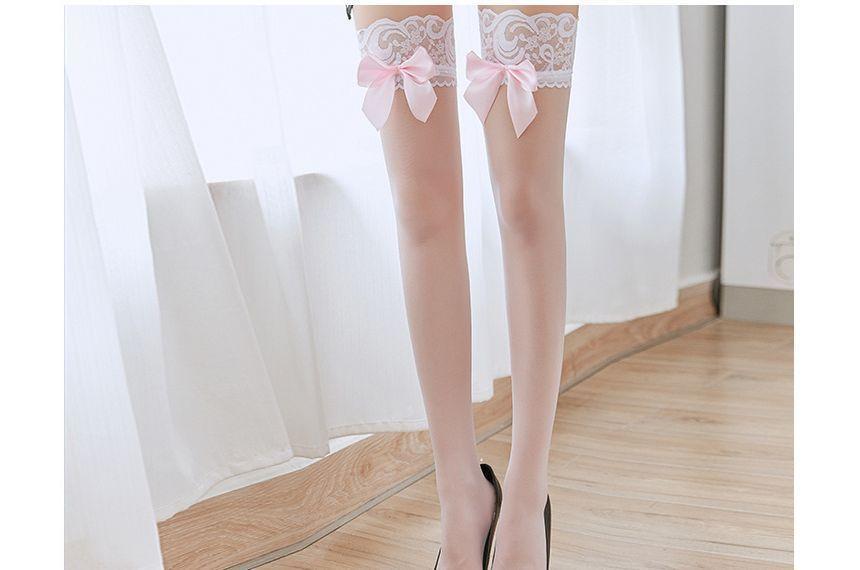 Bow Lace Trim Stocking Product Image
