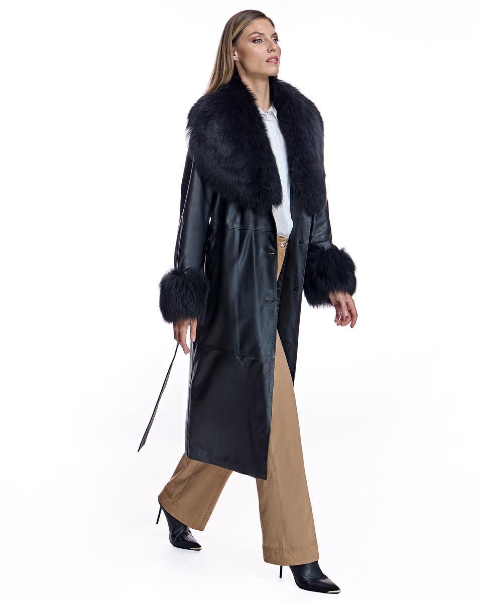 Belted Leather Trench with Toscana Lamb Trim Product Image