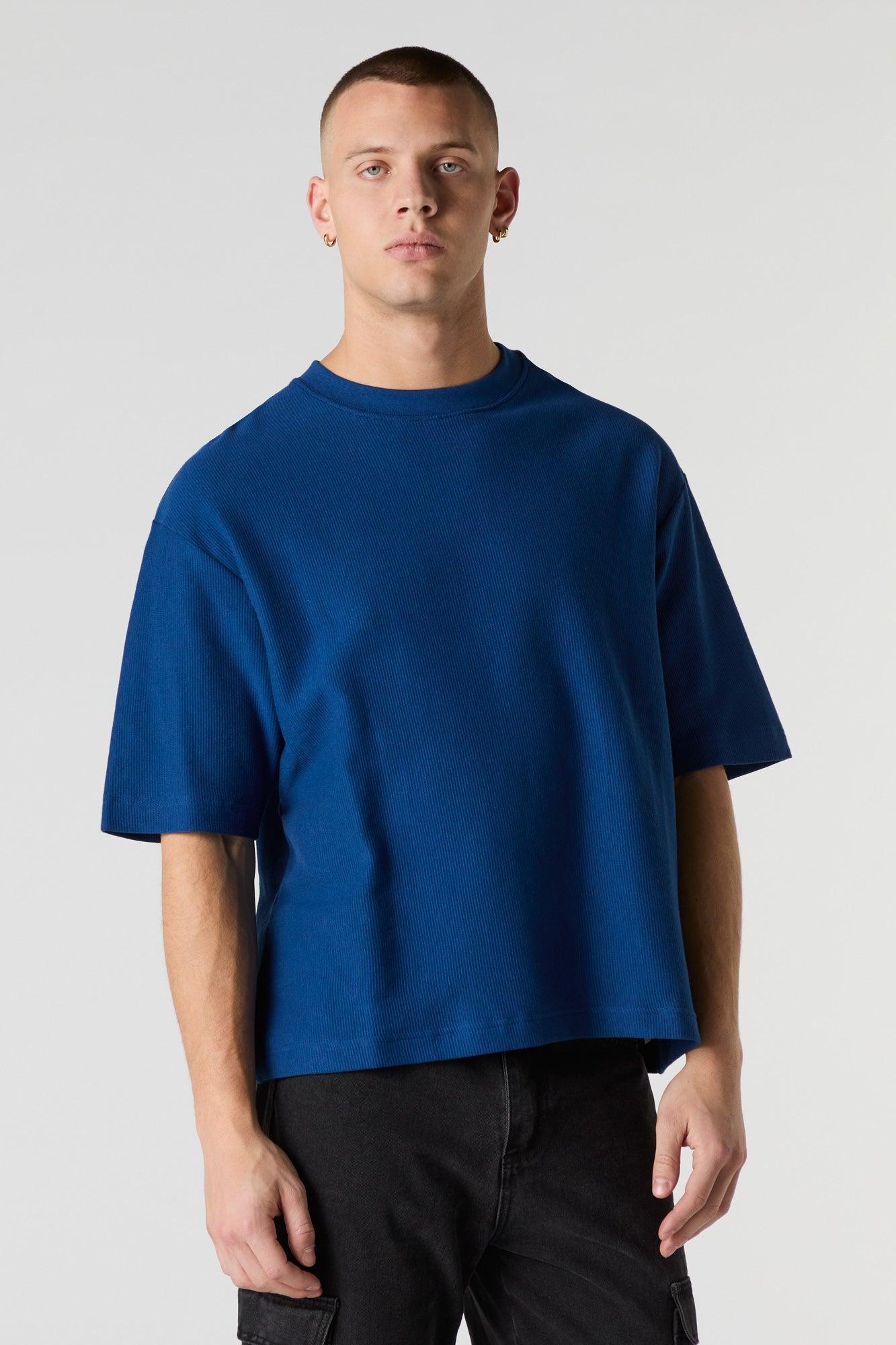 Ribbed Knit Boxy T-Shirt Male Product Image