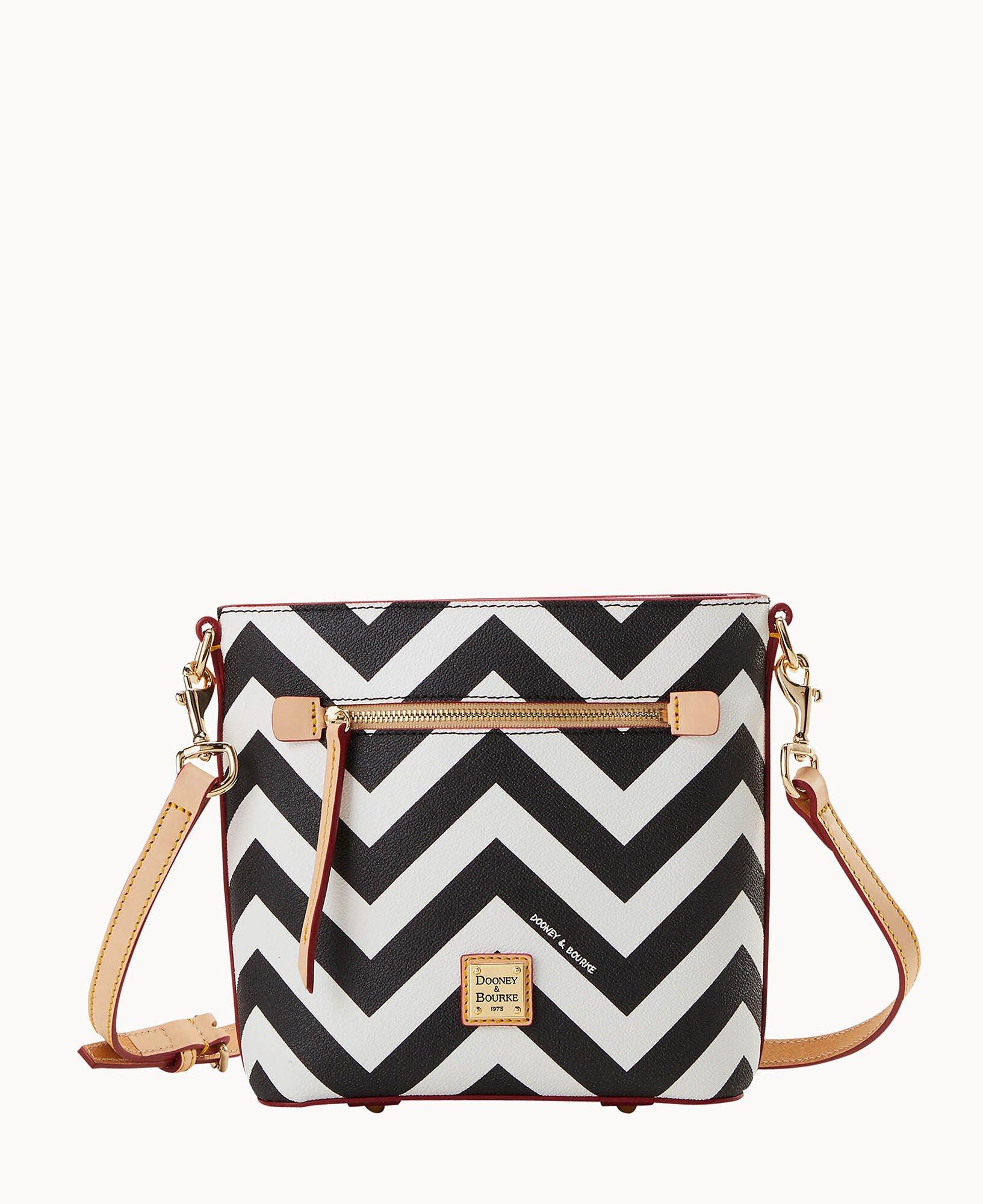 Dooney & Bourke Womens Chevron Small Zip Crossbody Coated Cotton Shoulder Bag in Black Product Image
