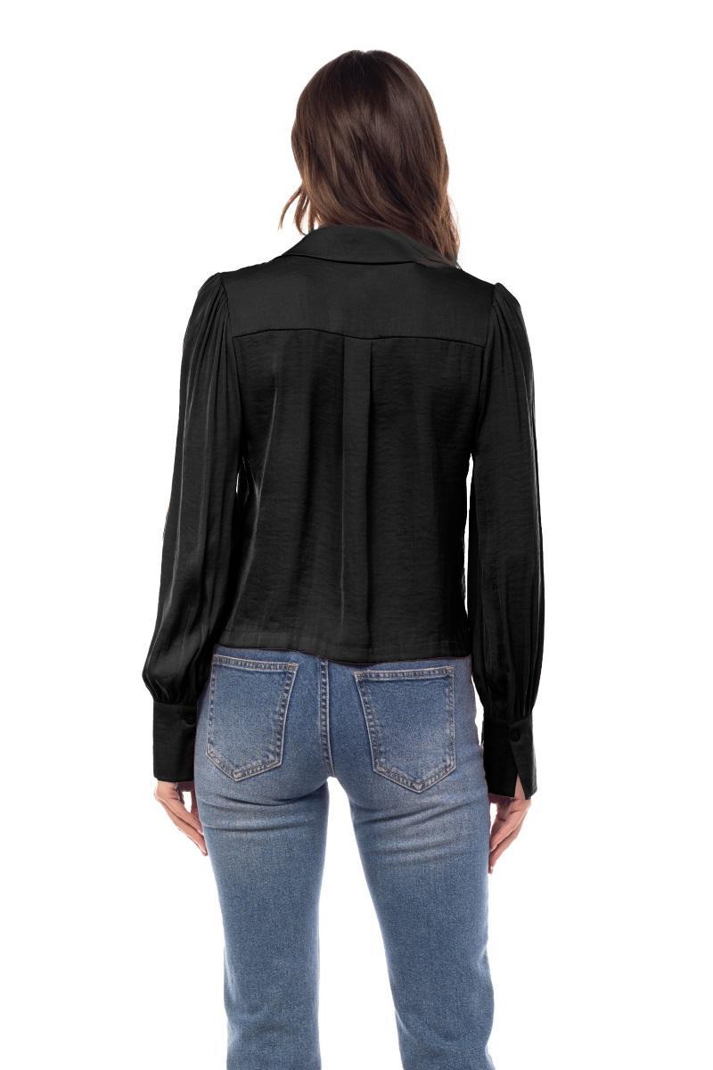 Cropped Peter Collar Button Front Blouse Product Image