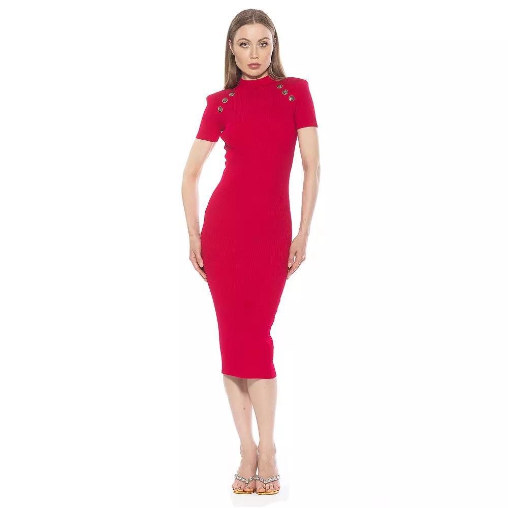 Women's ALEXIA ADMOR Adara Short Sleeve Mock Neck Midi Dress, Size: Medium, Pink Product Image