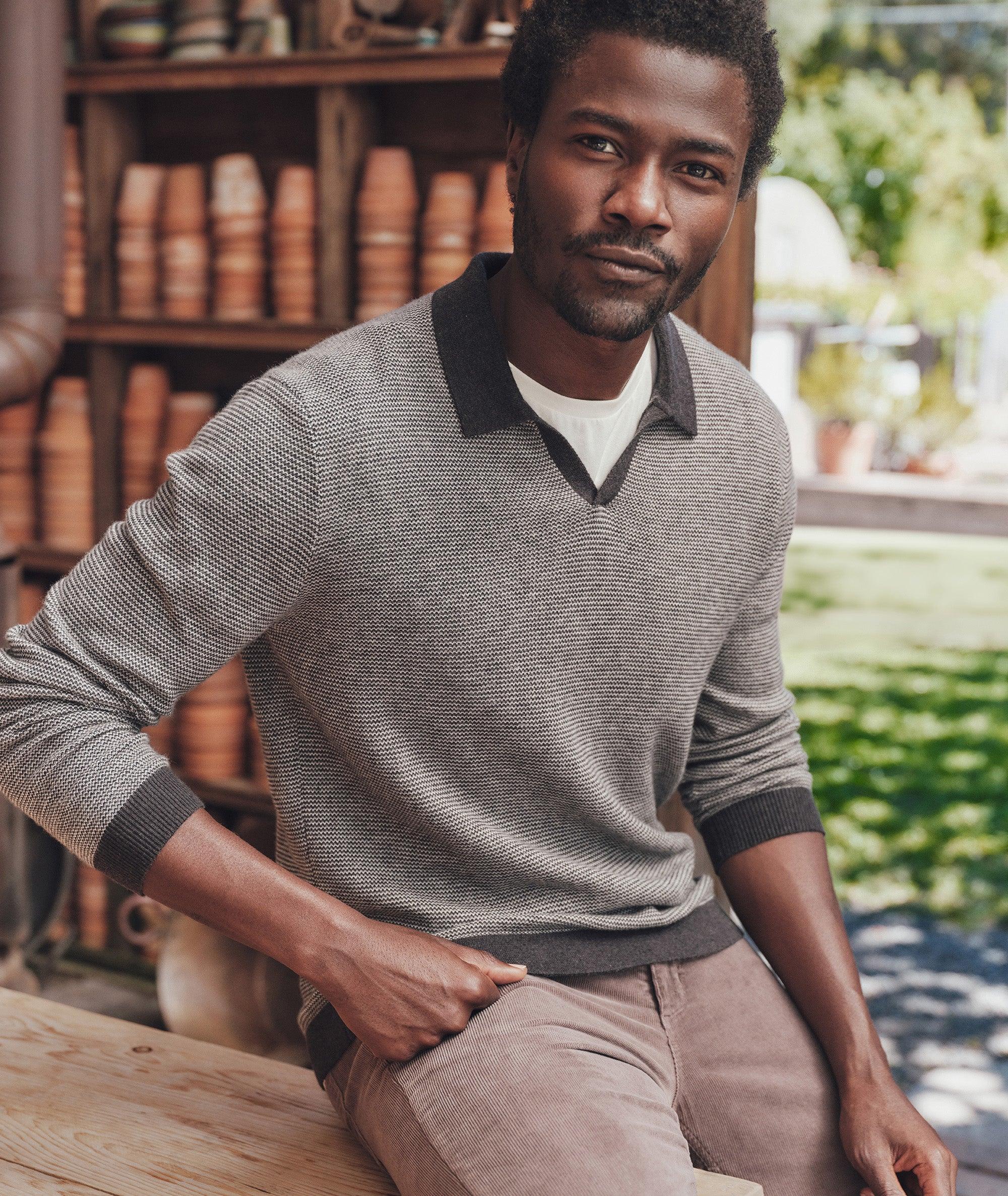 Liam Long Sleeve Sweater Polo Product Image