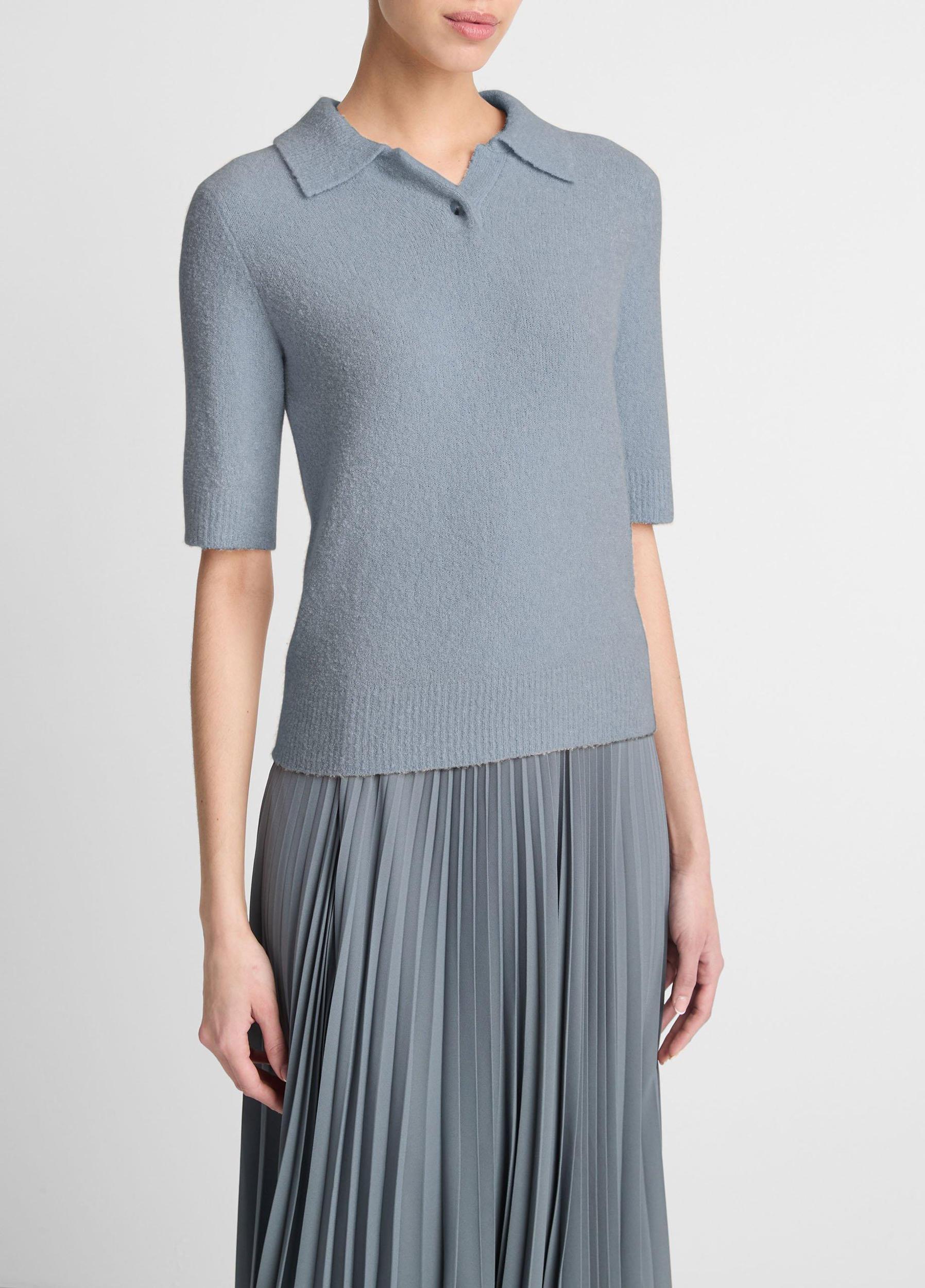 Womens Soft Boucl Silk-Blend Polo Sweater, Beach, Size XS Vince Product Image
