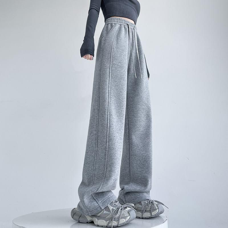 High Rise Plain Wide Leg Pants Product Image