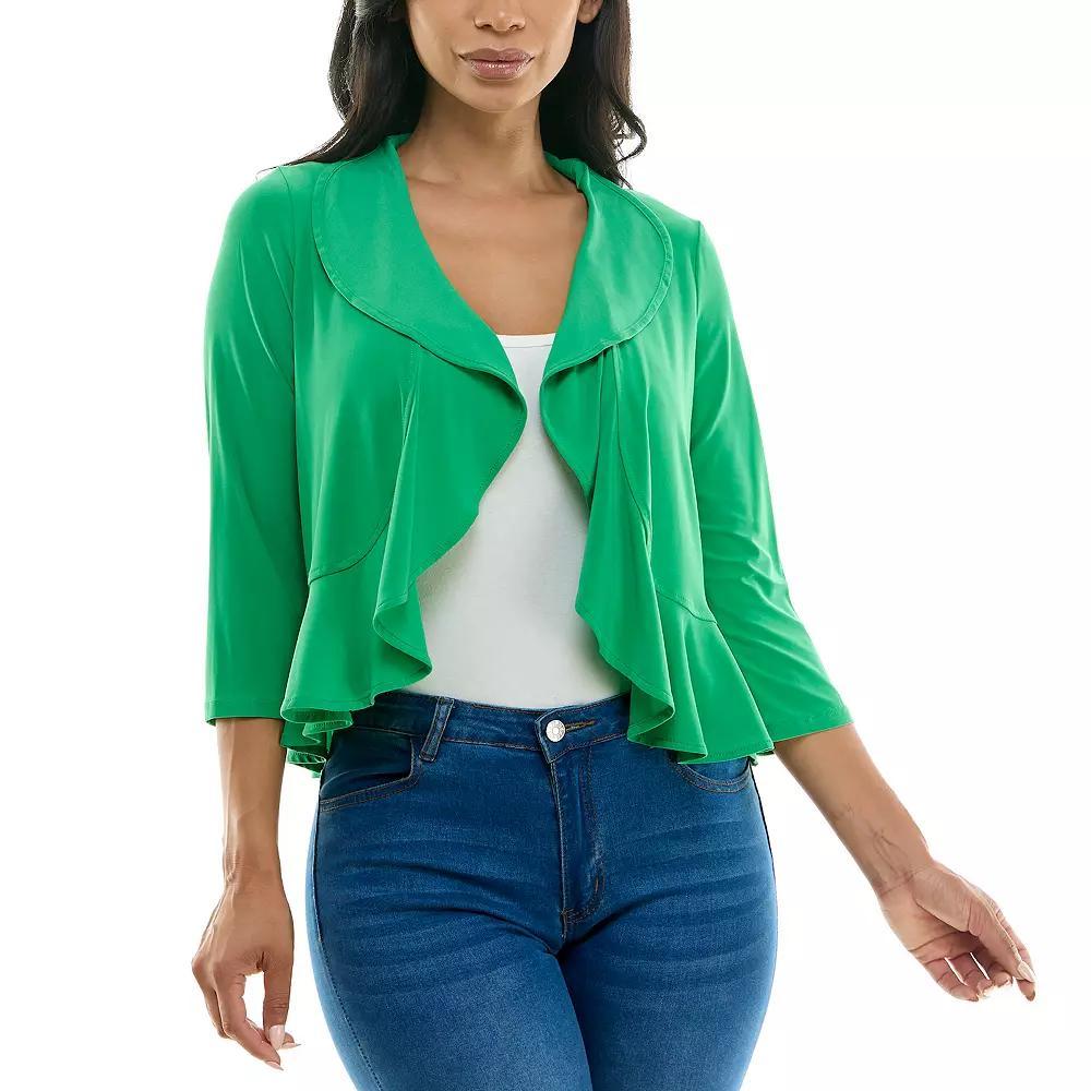 Womens Nina Leonard Chiffon-Back Ruffle Bolero Green Product Image