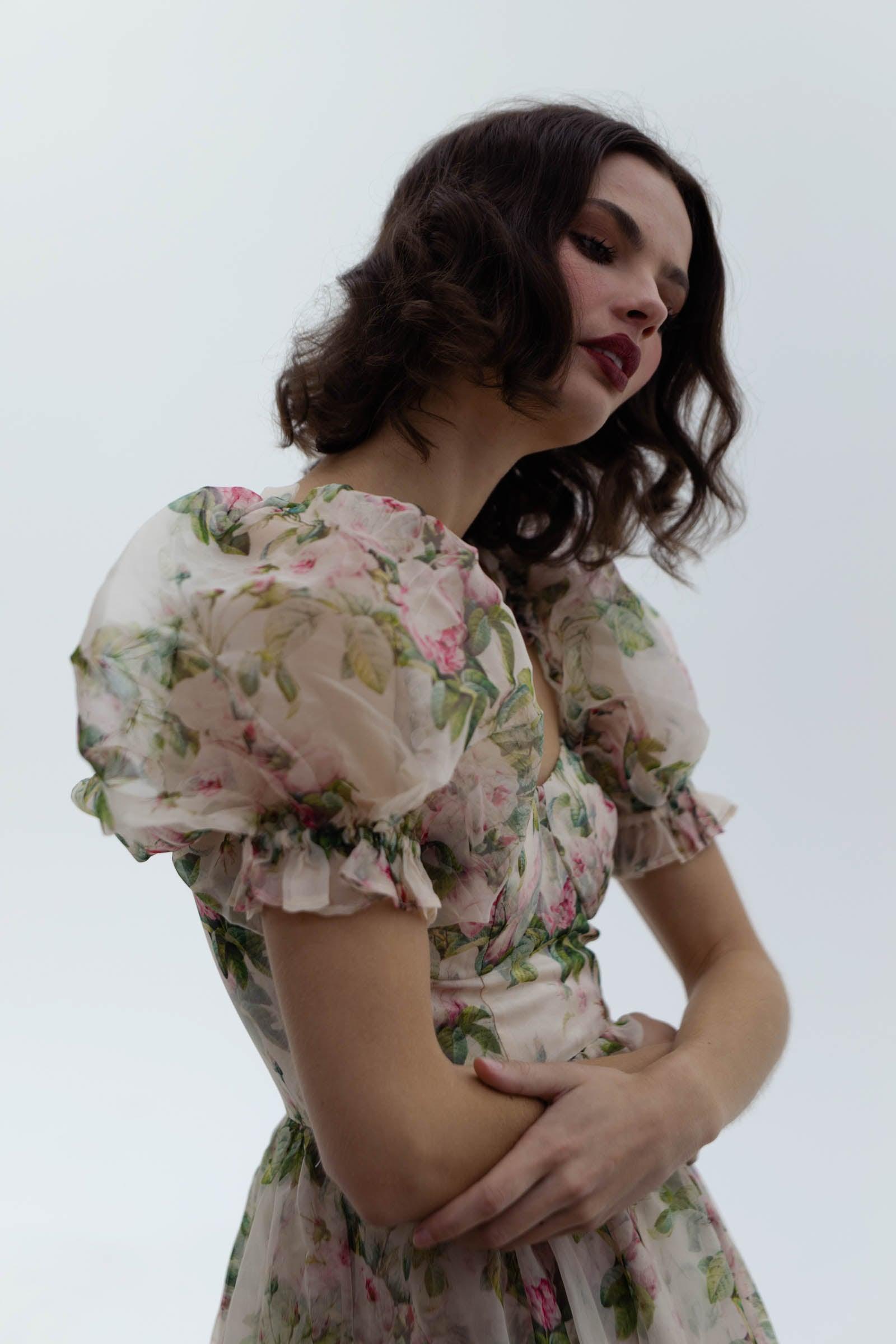 The Garden Roses Silk Gauze Ritz Gown Product Image