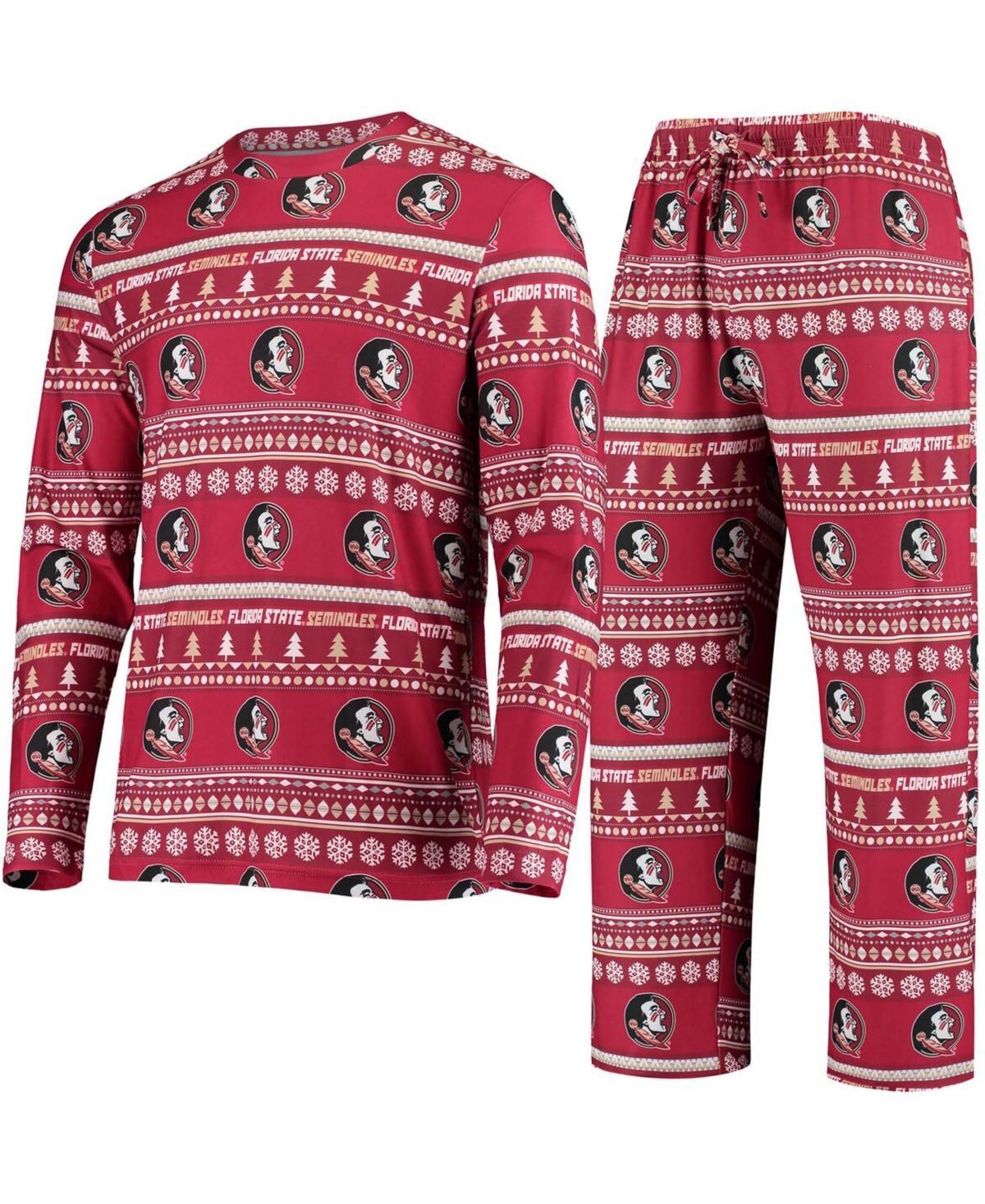 Men's Concepts Sport Garnet Florida State Seminoles Ugly Sweater Knit Long Sleeve Top and Pant Set, Size: Small, Red Product Image