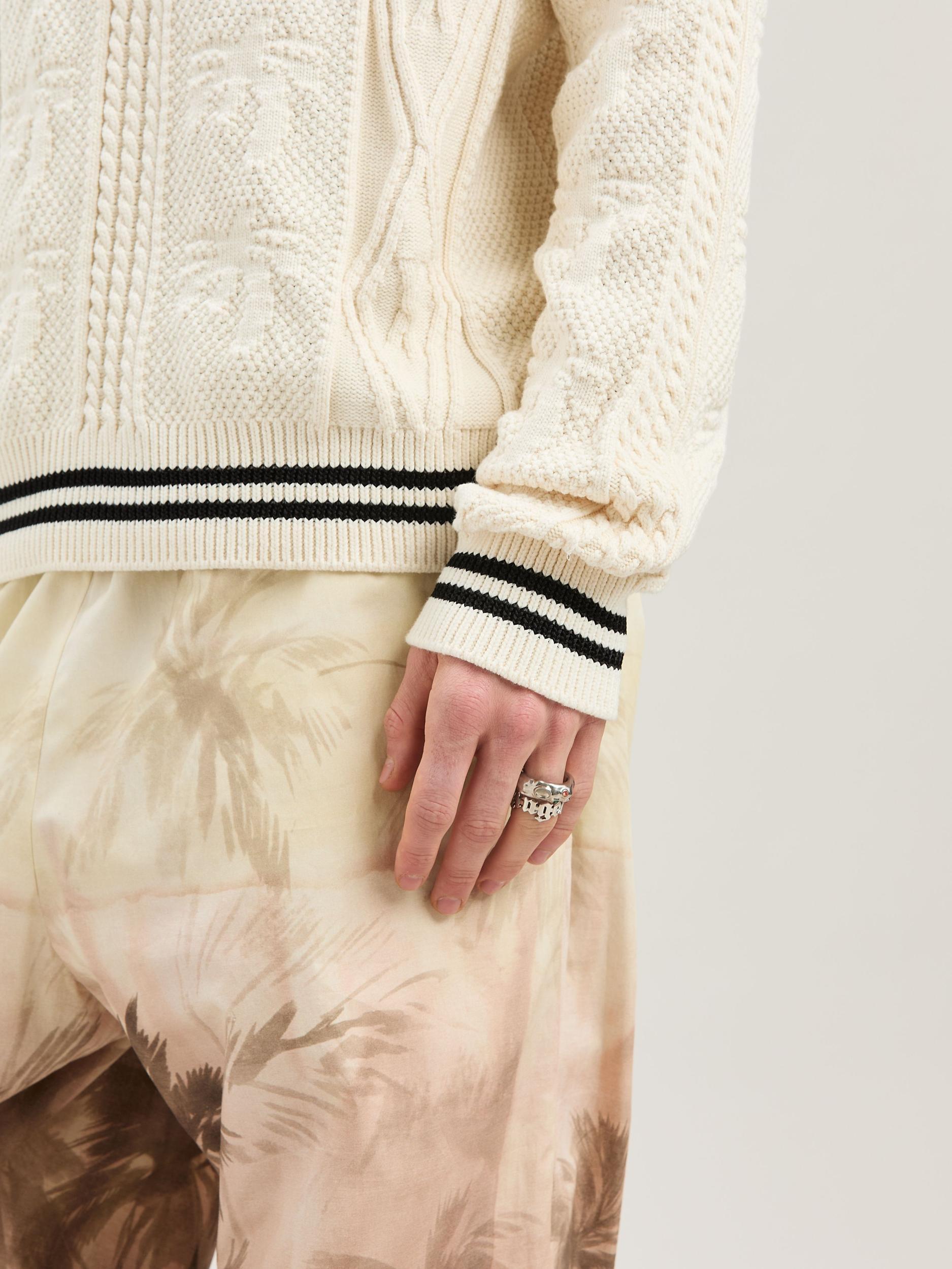 CURVED LOGO CABLE SWEATER OFF WHITE - BL Product Image