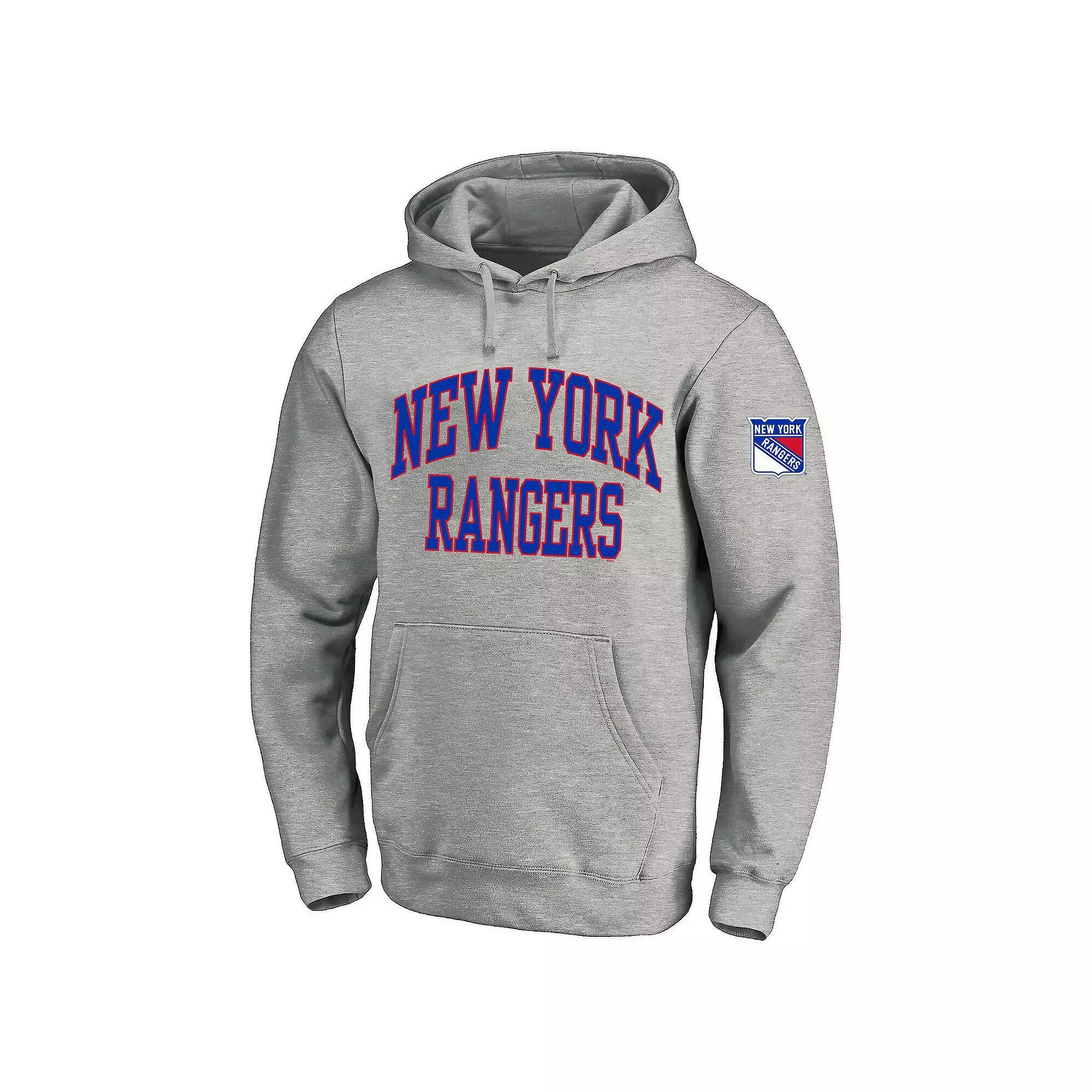 Men's Fanatics Heather Gray New York Rangers Big & Tall Fleece Pullover Hoodie, Size: 4XLT, Ran Grey Product Image