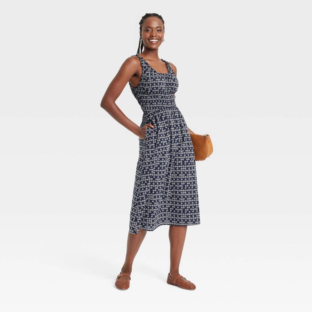 Womens Midi Sundress - Universal Thread Navy Blue Floral XS Product Image