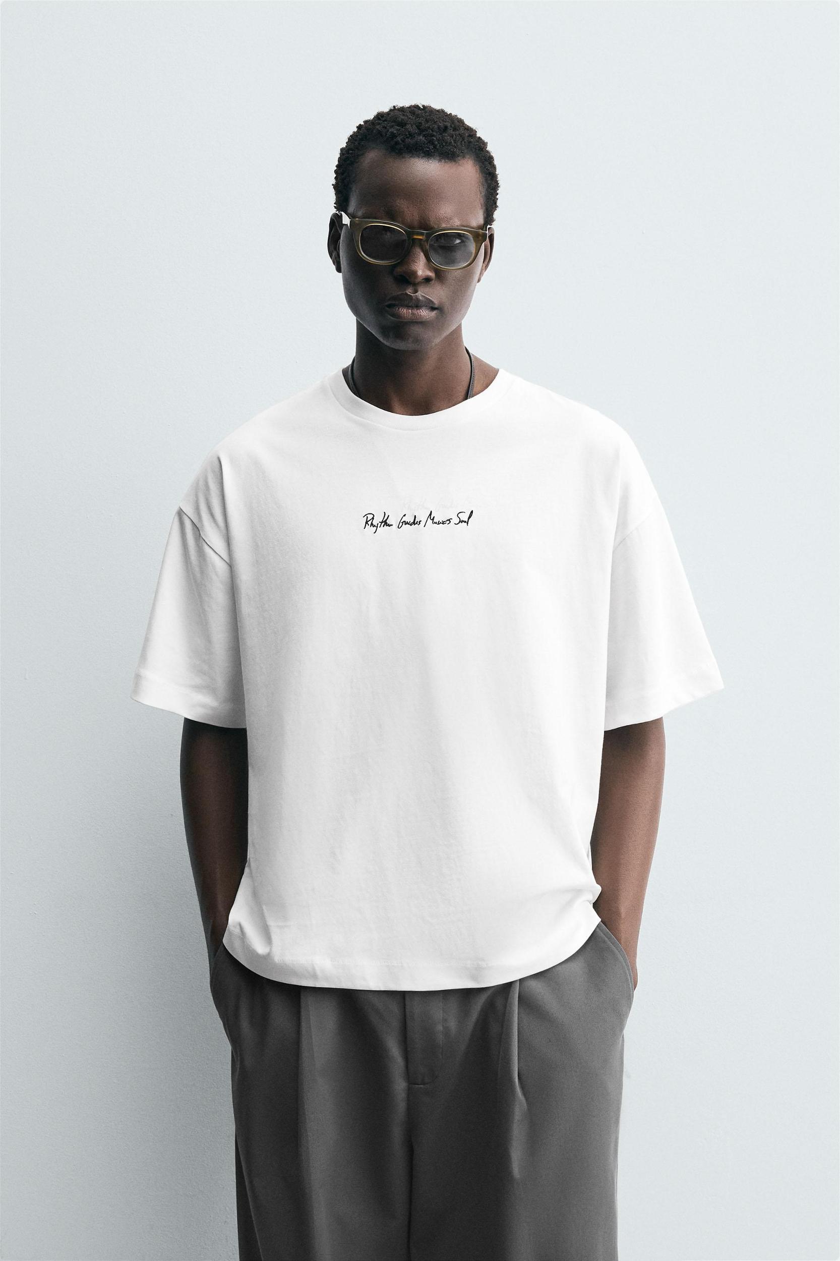 EMBROIDERED TEXT T-SHIRT Product Image
