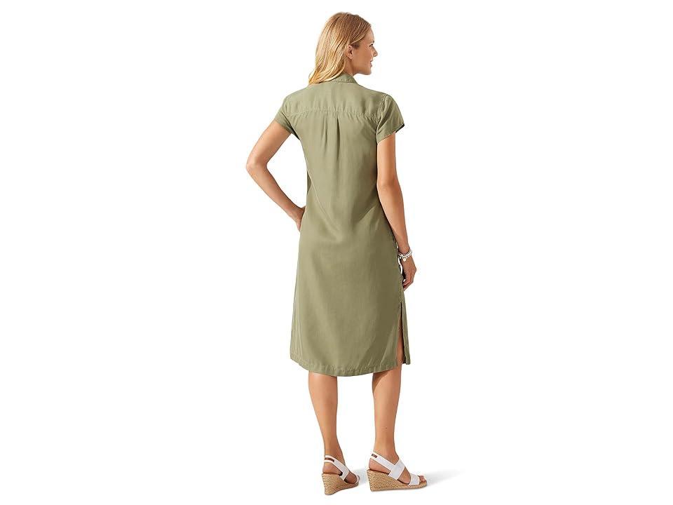 Tommy Bahama Mission Beach Soft Twill Point Collar Cap Sleeve Button Front Self-Tie Belt Shirt Dress Product Image