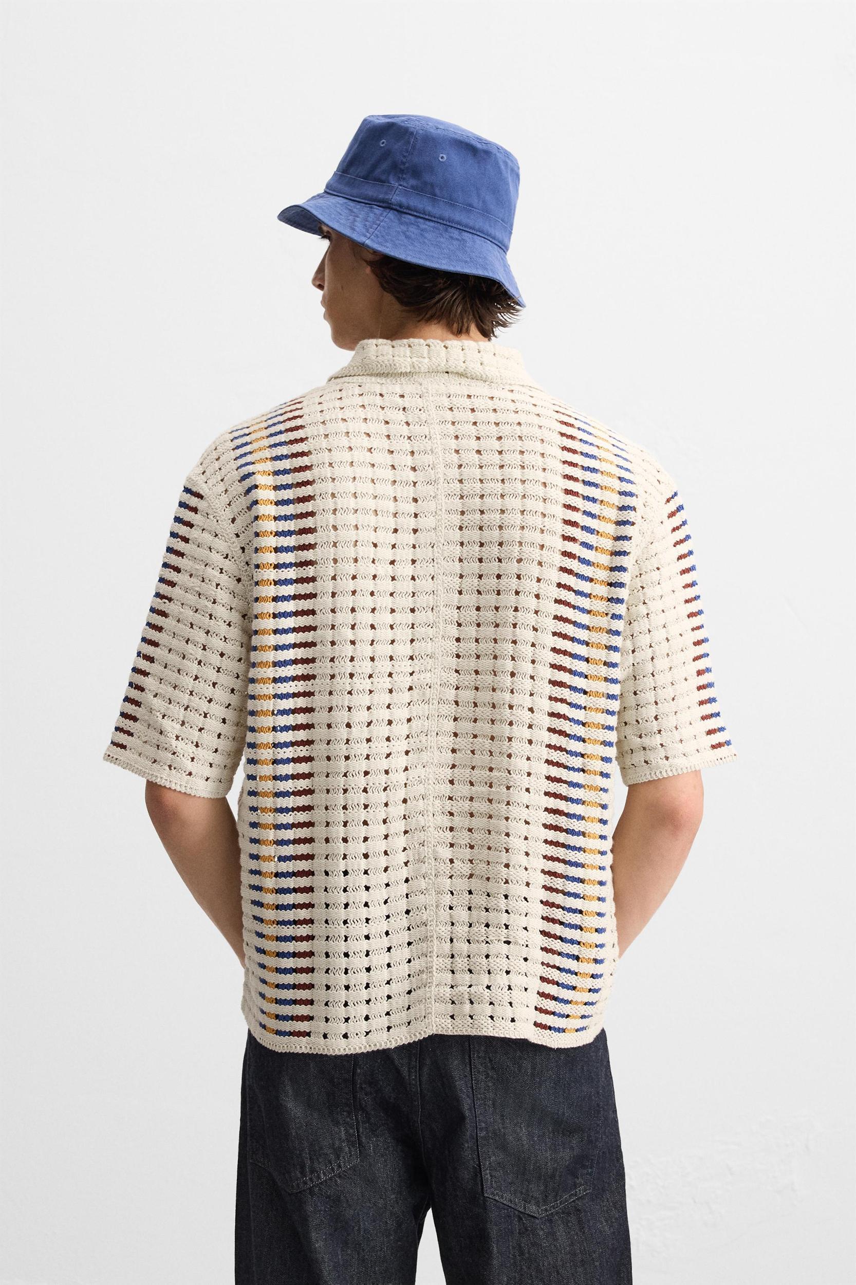 STRIPED CROCHET SHIRT Product Image