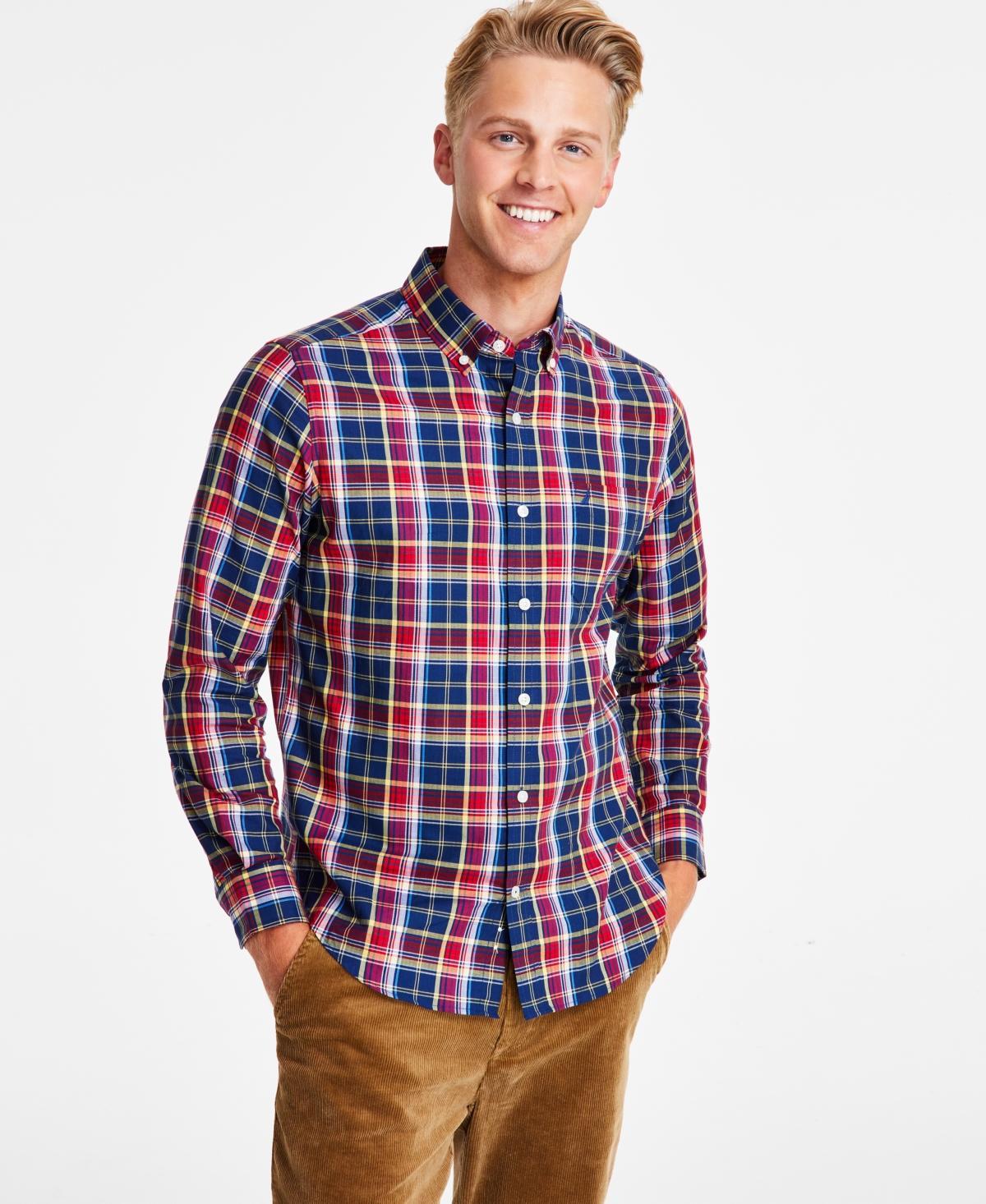 Nautica Wrinkle-Resistant Plaid Wear To Work Shirt (Bright ) Men's Clothing Product Image