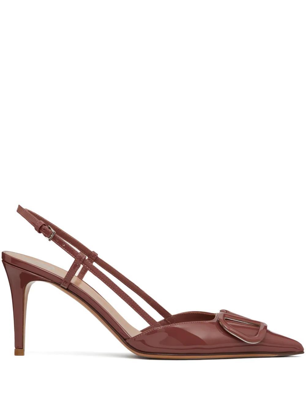 VALENTINO GARAVANI Vlogo Signature Patent Leather Slingback Pump 80mm Woman Brown 40.5 Product Image