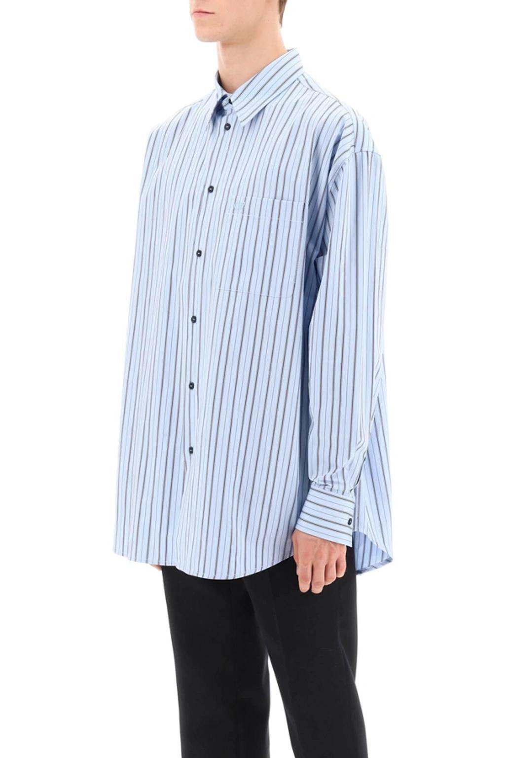 OFF-WHITE Striped Cotton Shirt In Placid Blue Product Image