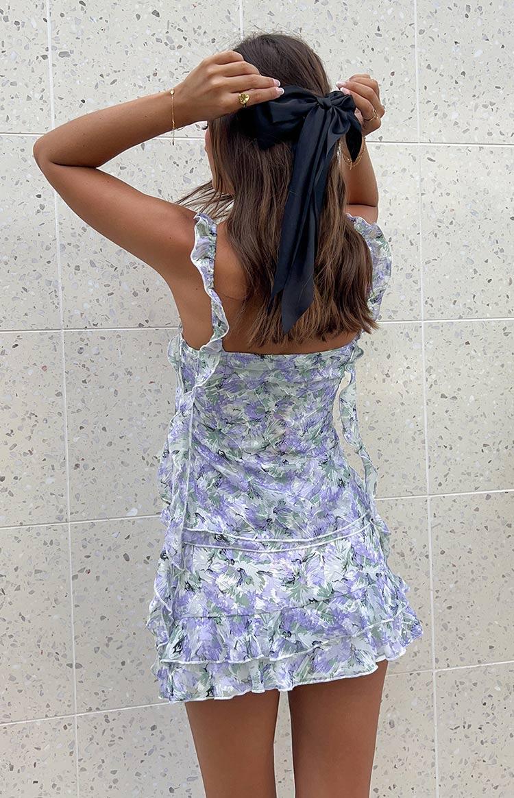 Caspian Purple Floral Print Chiffon Mini Skirt Product Image