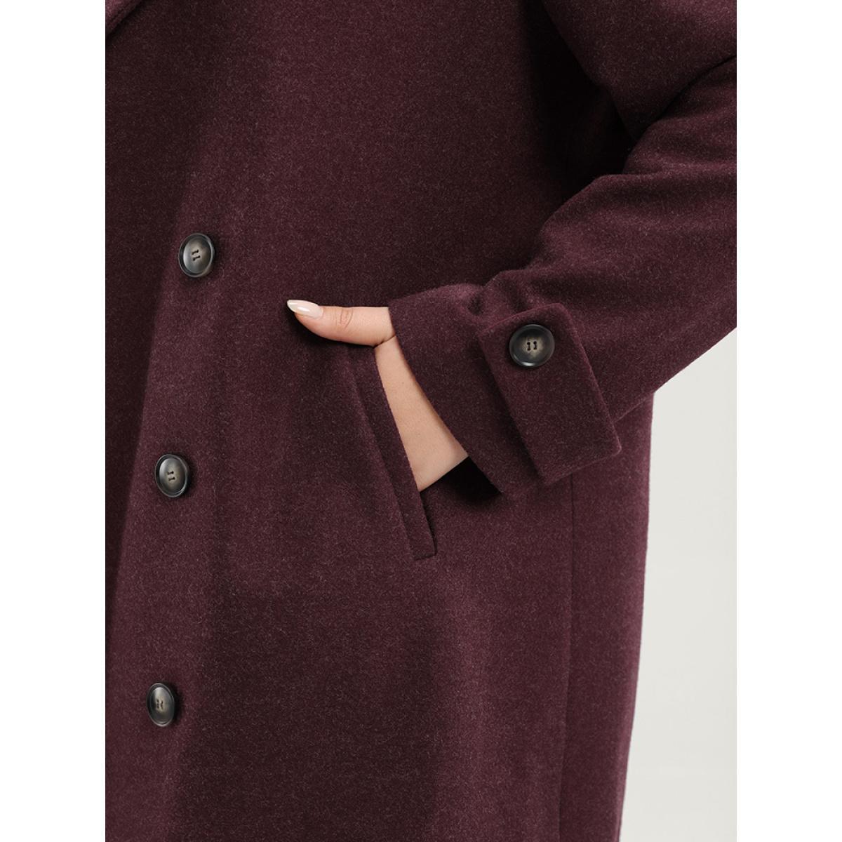 Plus Size Solid Suit Collar Pocket Double Breasted Blazer Women Burgundy Casual Double-Breasted Ladies Dailywear Winter Coats BloomChic 10/M Product Image