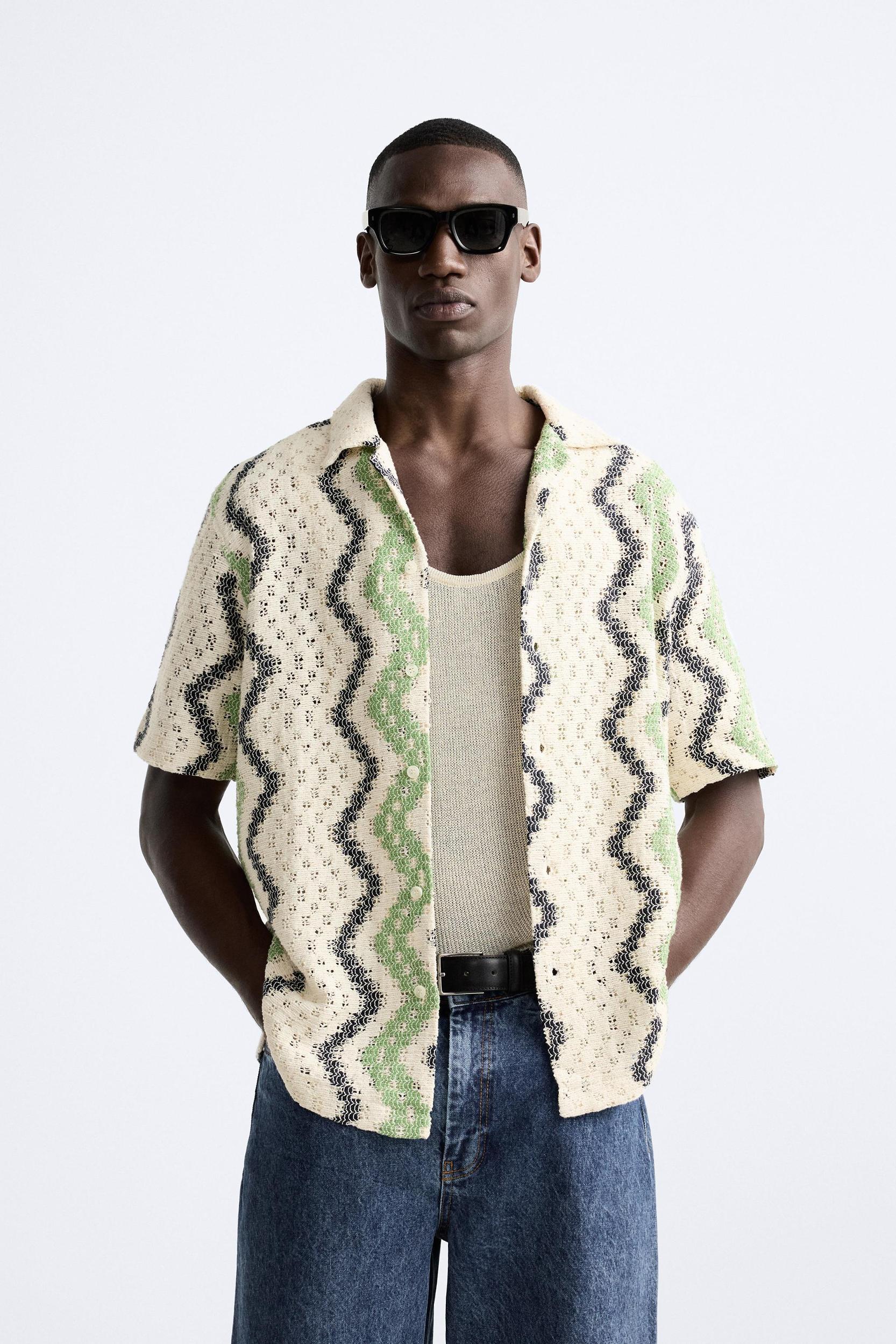 GEOMETRIC CROCHET SHIRT Product Image