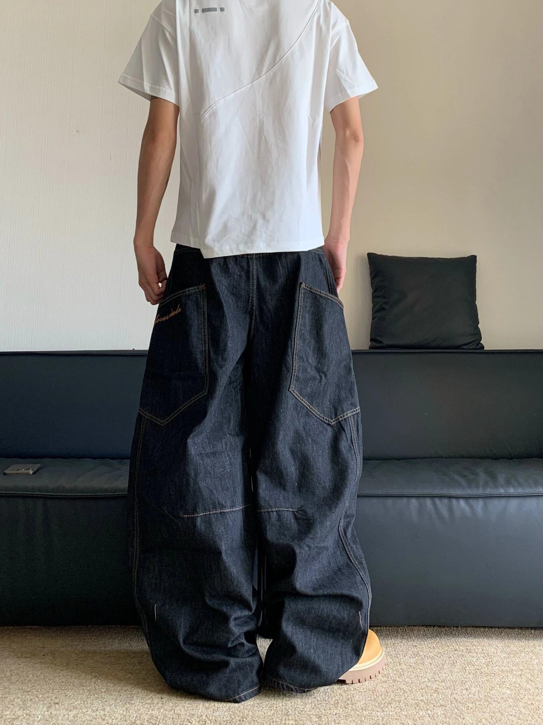 RT No. 18007 BLACK SCIMITAR WIDE JEANS Product Image