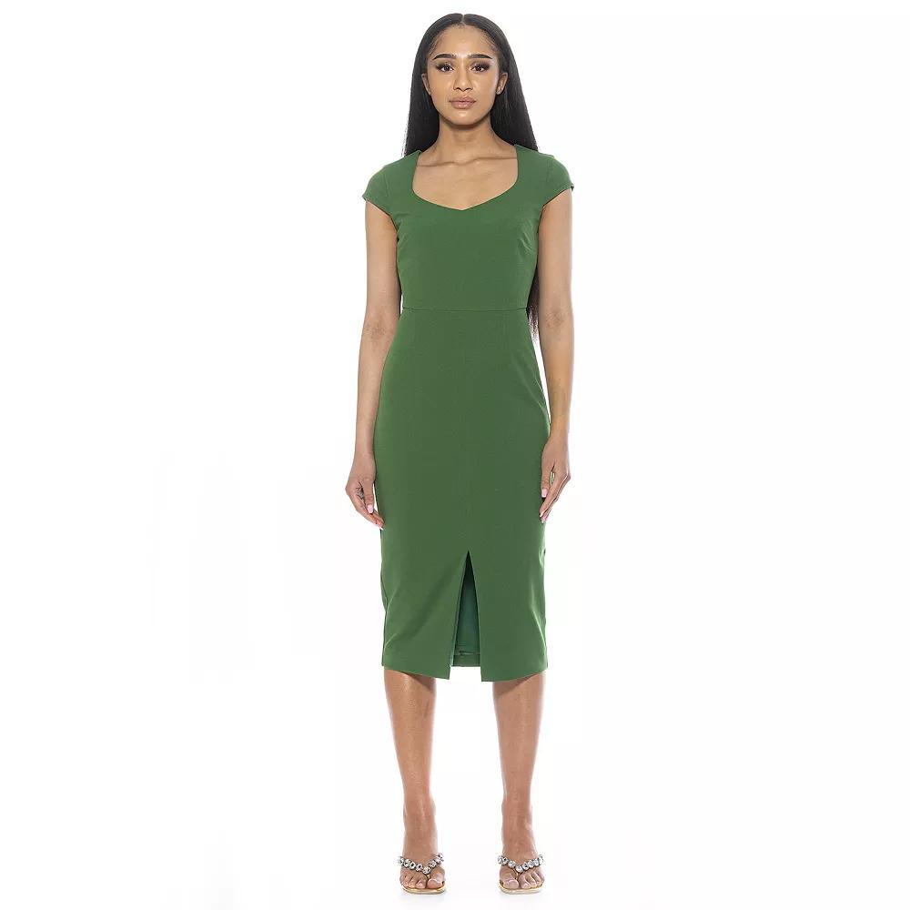 Women's ALEXIA ADMOR Gia Sweetheart Cap Sleeve Front Slit Dress, Size: Medium, Yellow Team Product Image