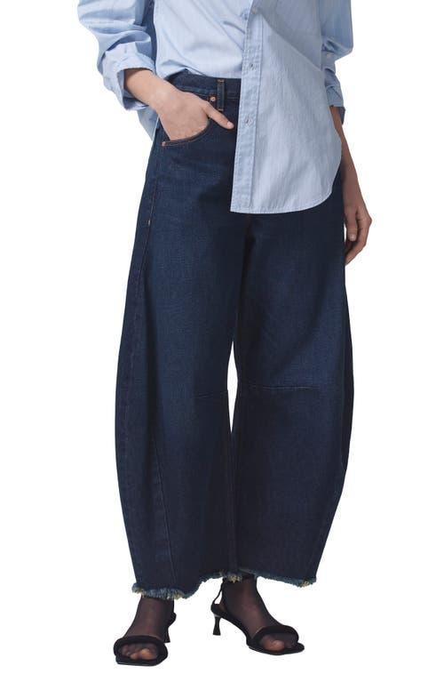 Womens Horseshoe Wide-Leg Frayed Jeans Product Image