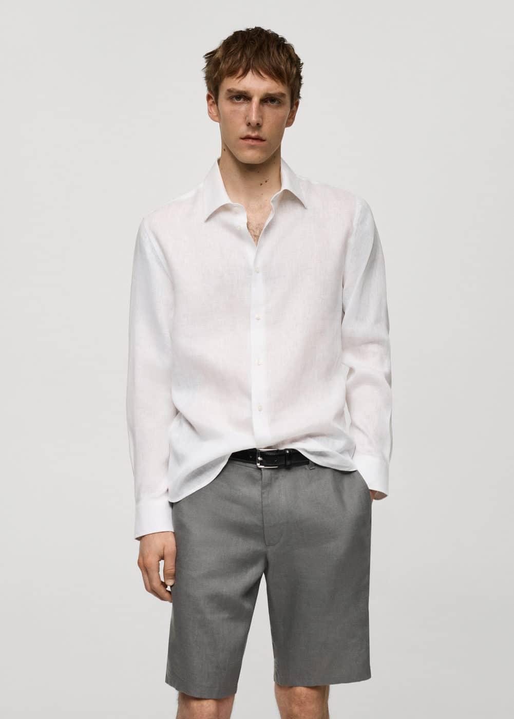 Mango Mens Linen Shirt Product Image