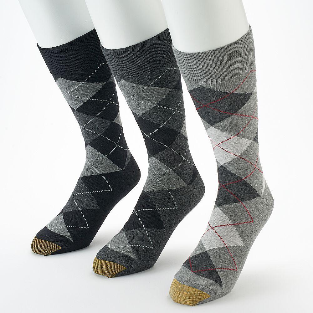 Men's GOLDTOE® 3-pack Carlyle Argyle Crew Socks, Size: 6-12, Brown Product Image
