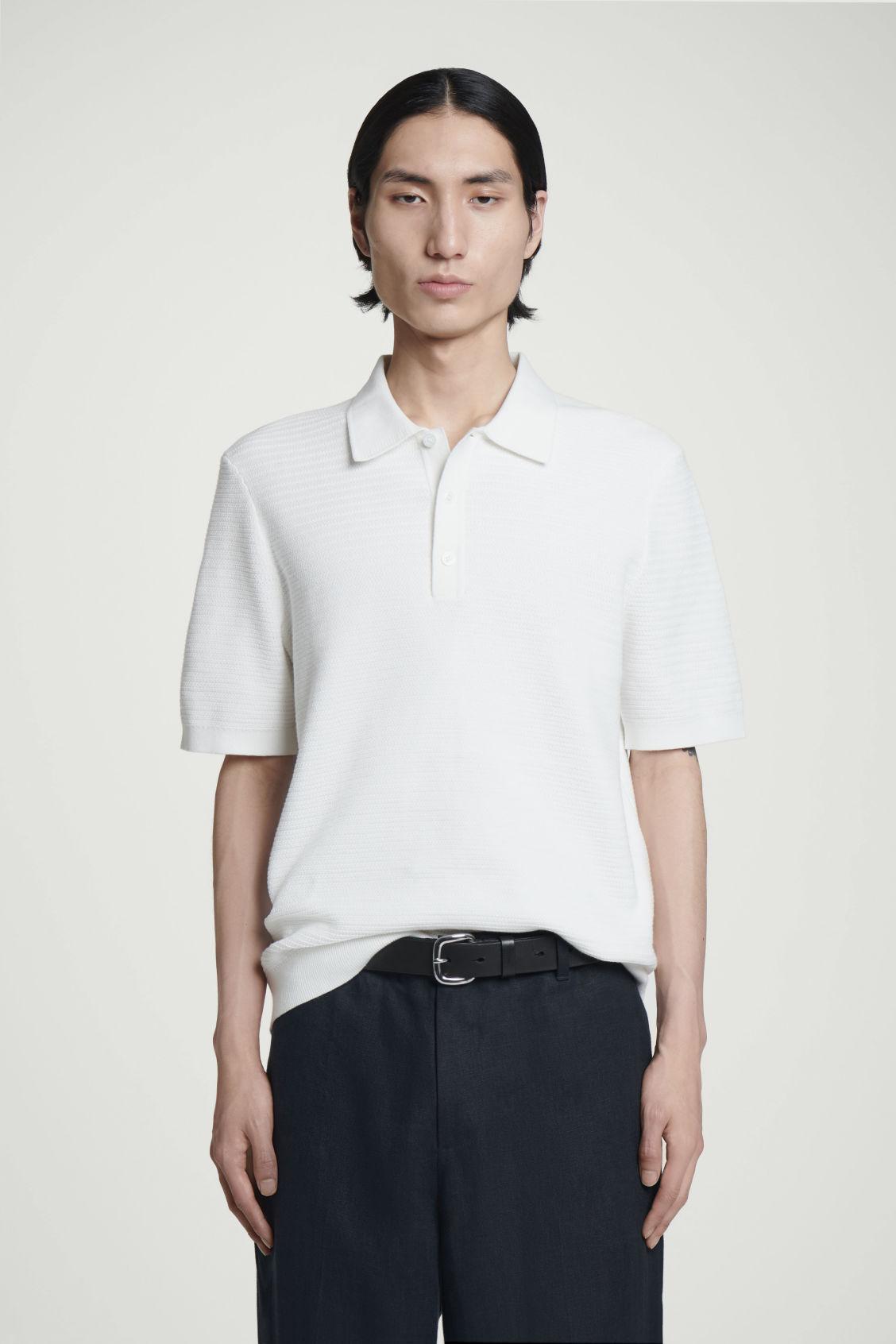 TEXTURED KNITTED COTTON POLO SHIRT Product Image