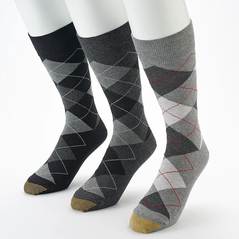 Men's GOLDTOE® 3-pack Carlyle Argyle Crew Socks, Size: 6-12, Brown Product Image
