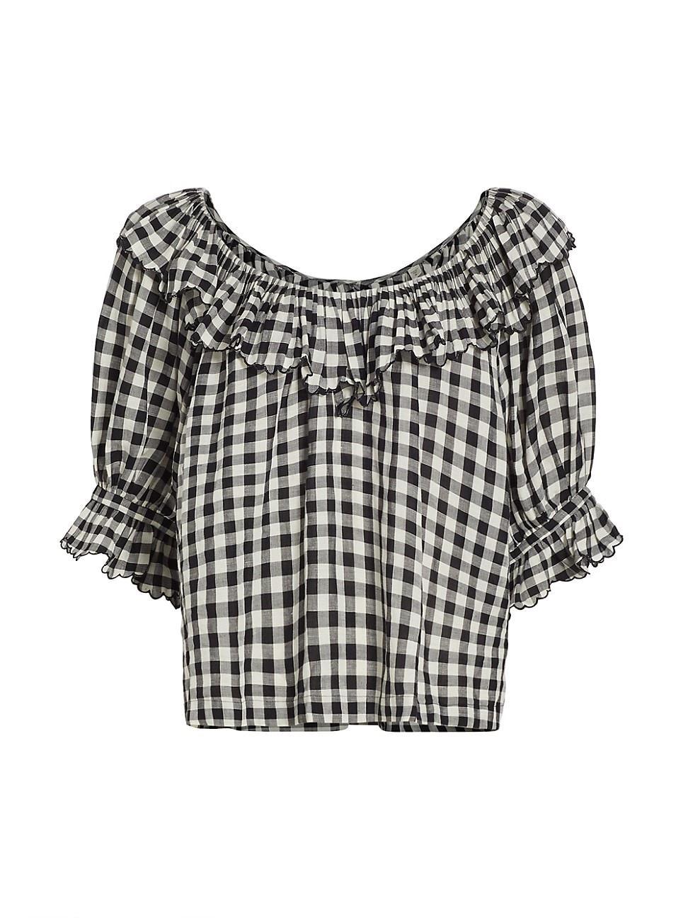 Womens Samara Gingham Ruffled Top Product Image