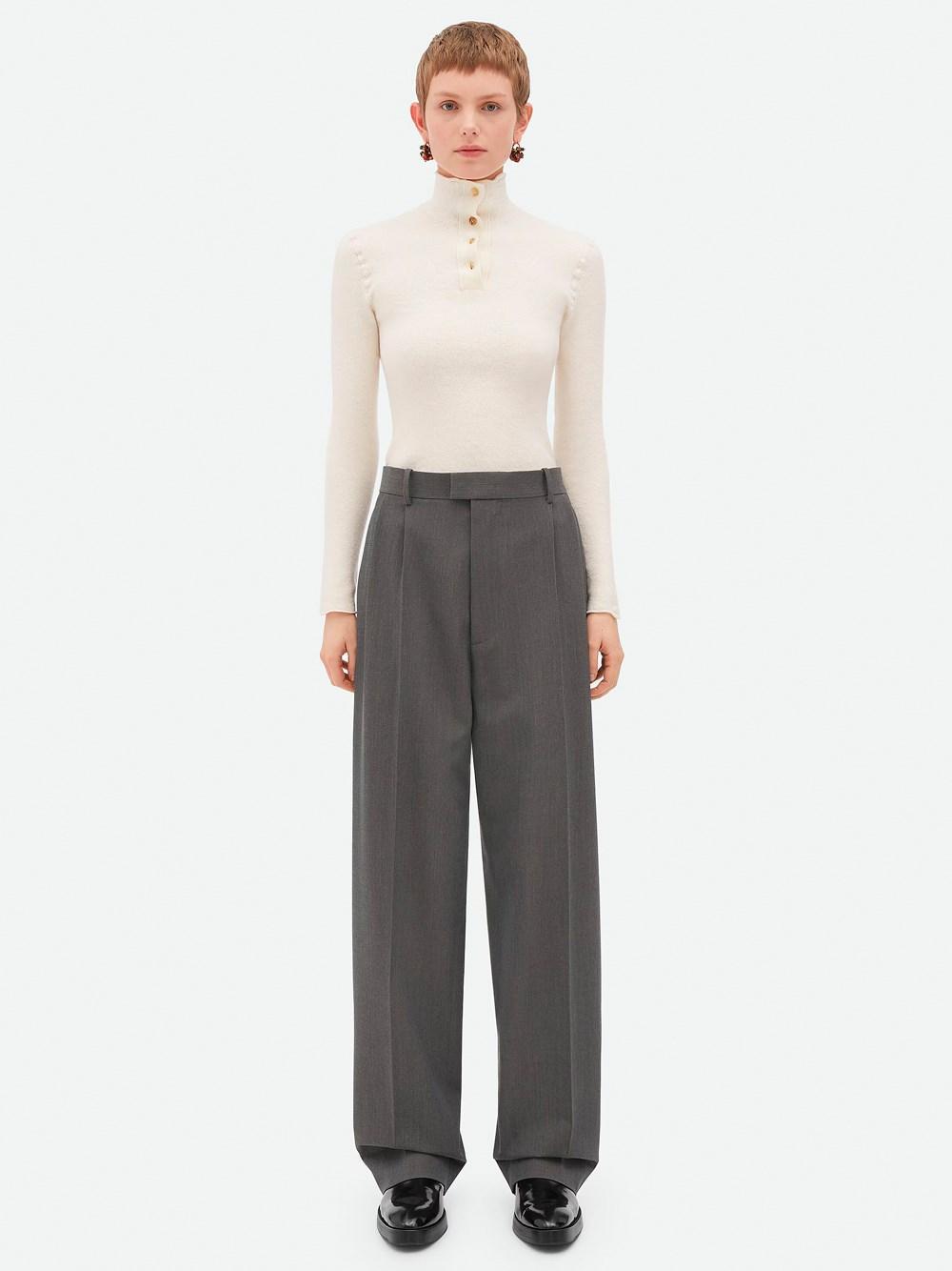 BOTTEGA VENETA Light Wool Trousers In Gray Product Image