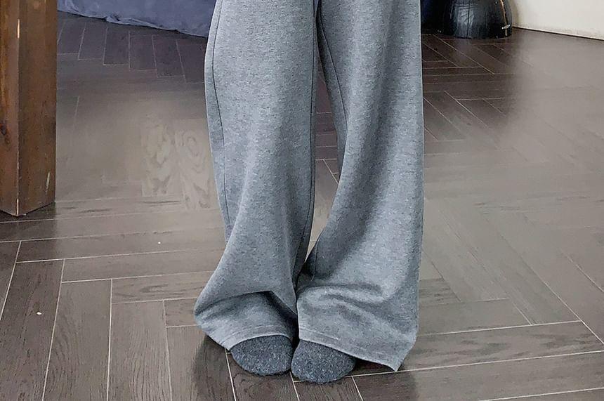 Drawstring Waist Plain Wide Leg Sweatpants Product Image