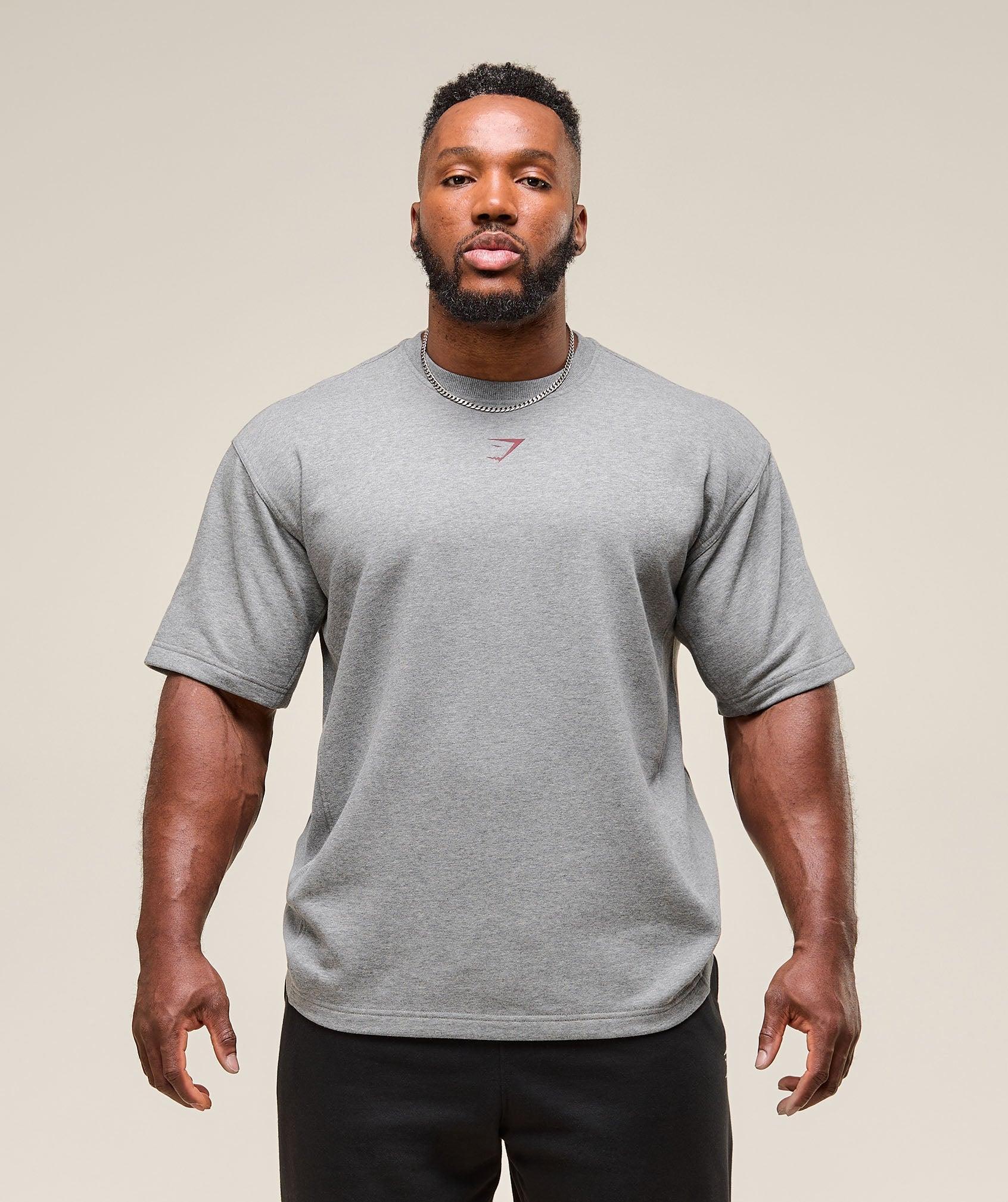 Gymshark Power Short Sleeve Crew - Charcoal Core Marl Male Product Image