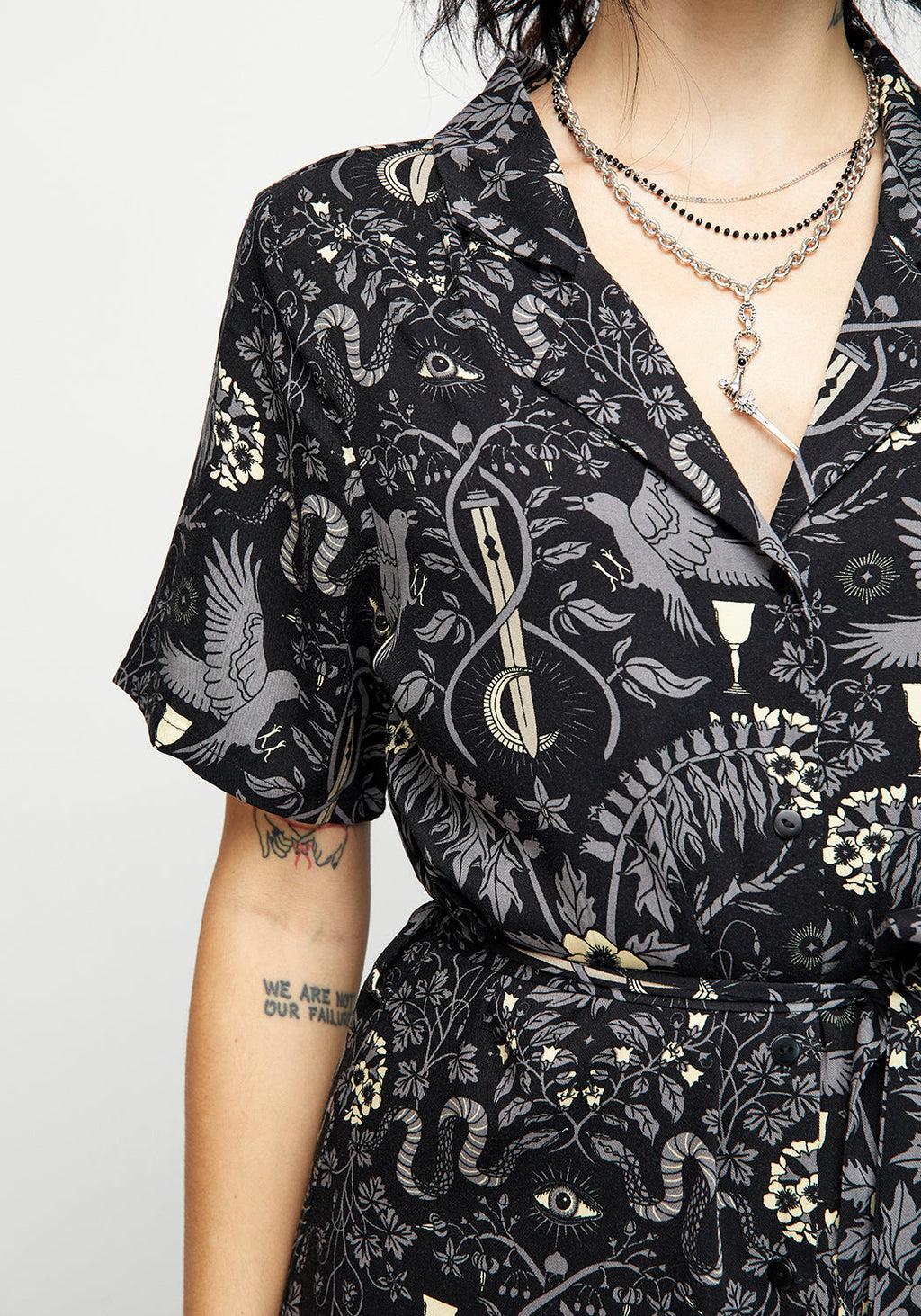 Hecate's Garden Midi Shirt Dress Product Image