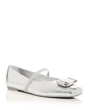 Ferragamo Womens Zina Bow Mary Jane Ballet Flats Product Image